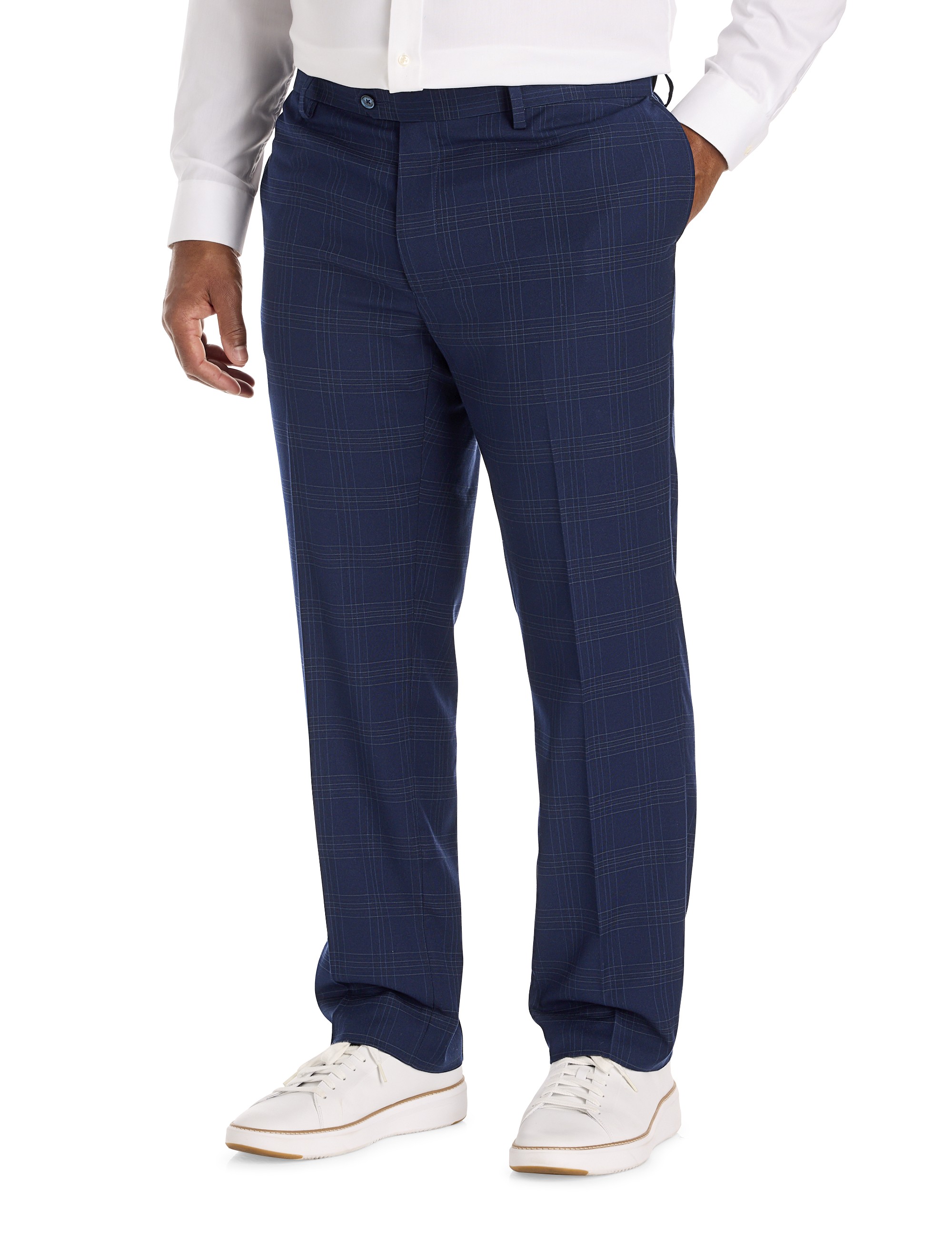Traditional Waist-Relaxer Plaid Dress Pants
