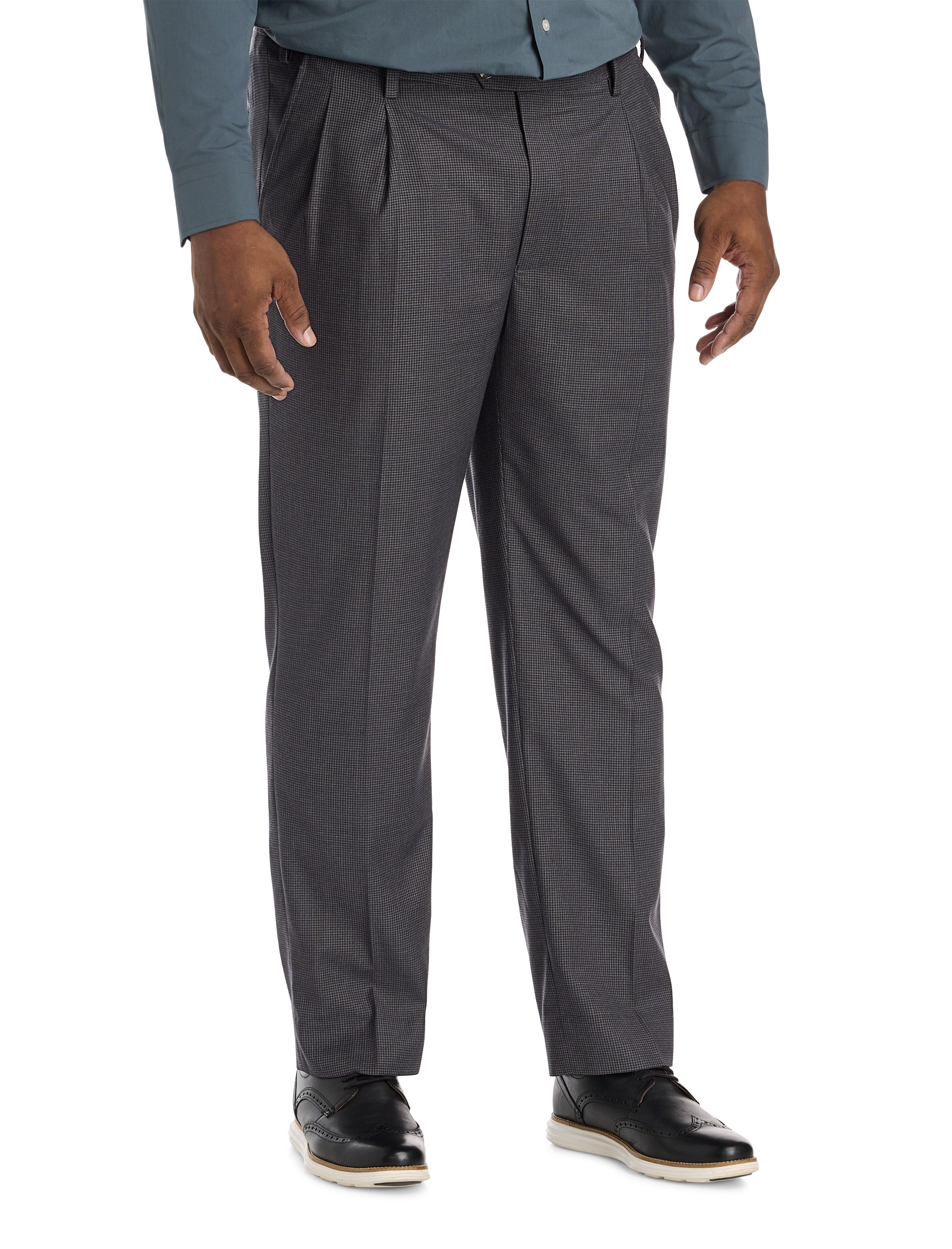 Micro Check Pleated Dress Pants