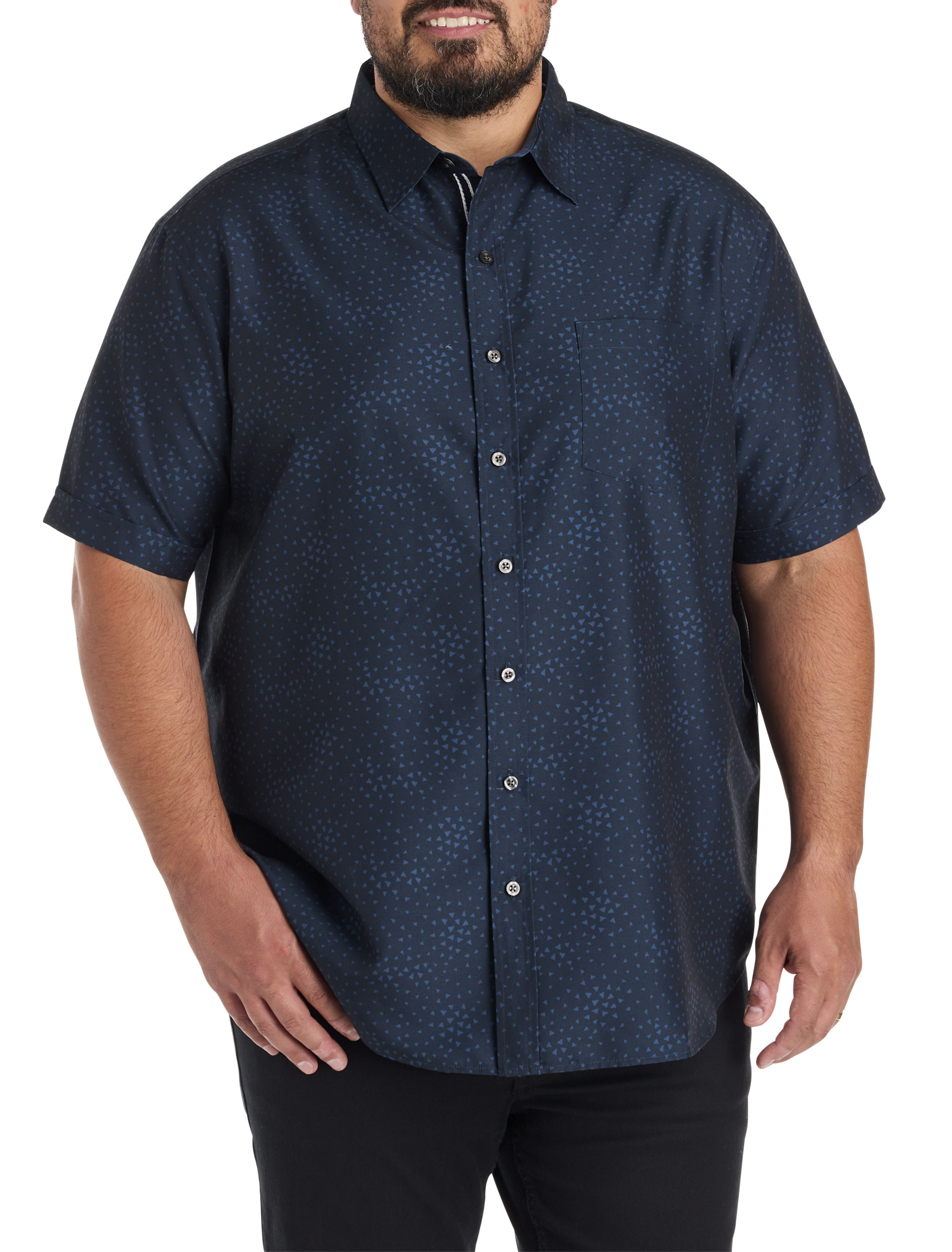 Men's Navy Blue Button Up Shirts | DXL