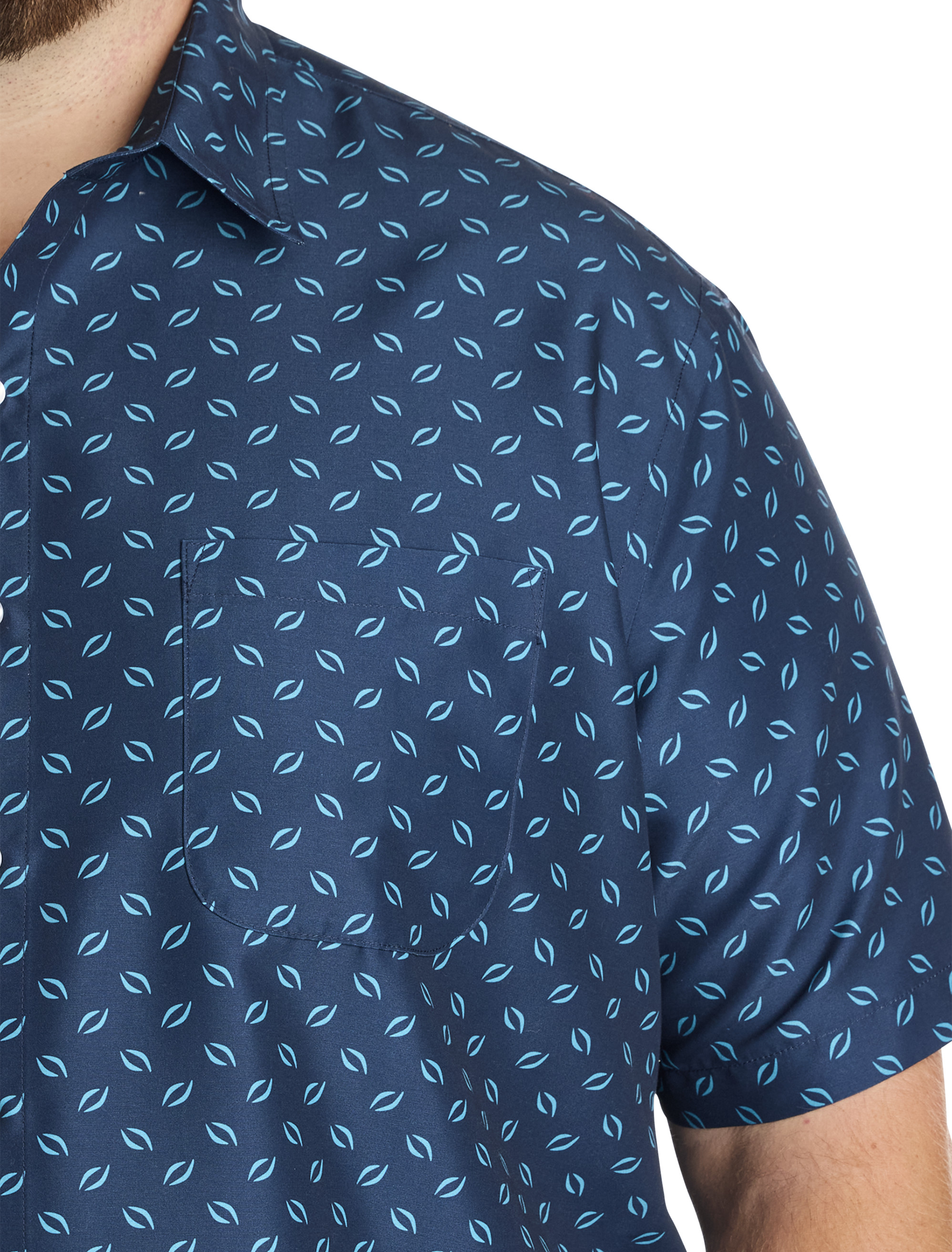 Leaf Print Microfiber Sport Shirt