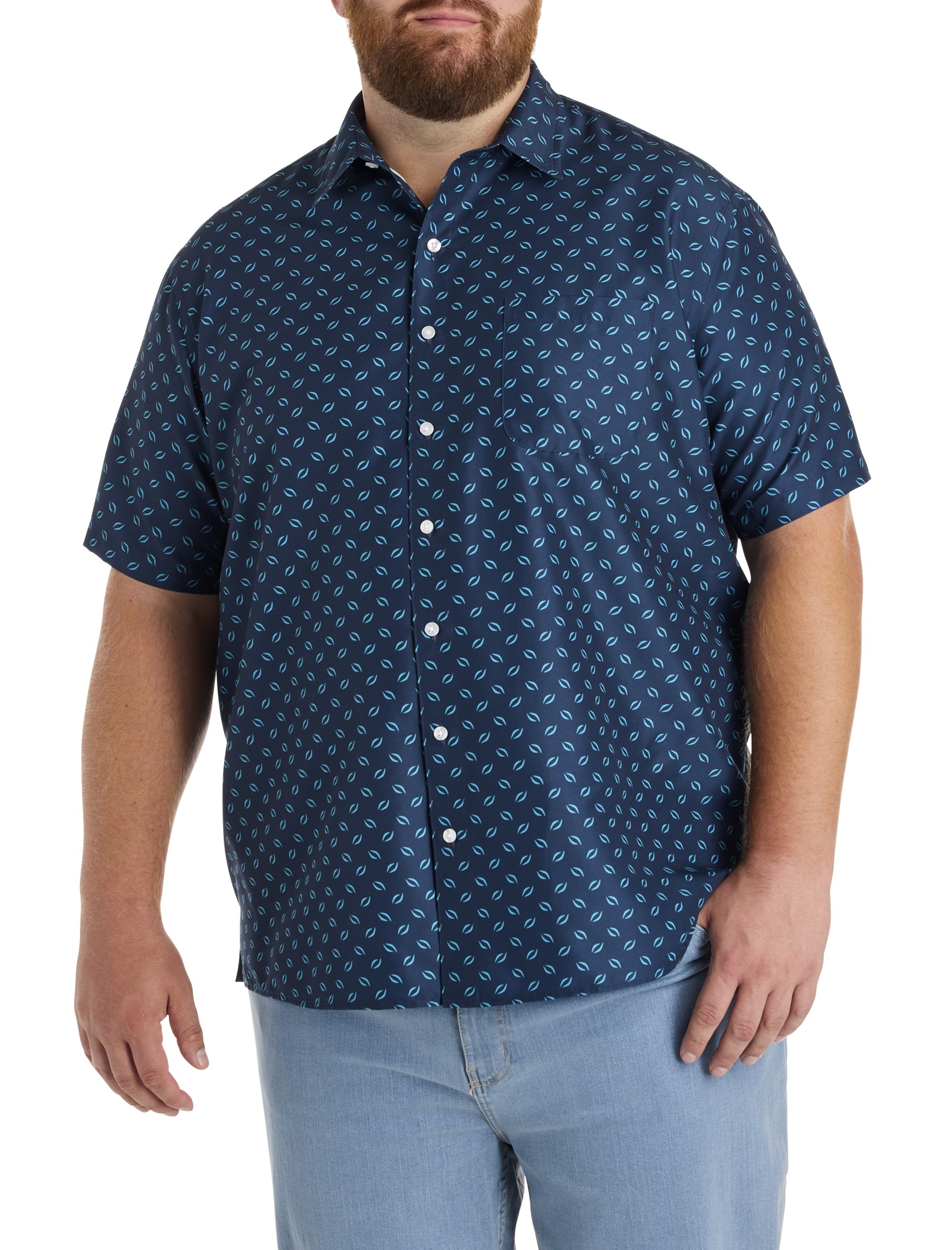Leaf Print Microfiber Sport Shirt