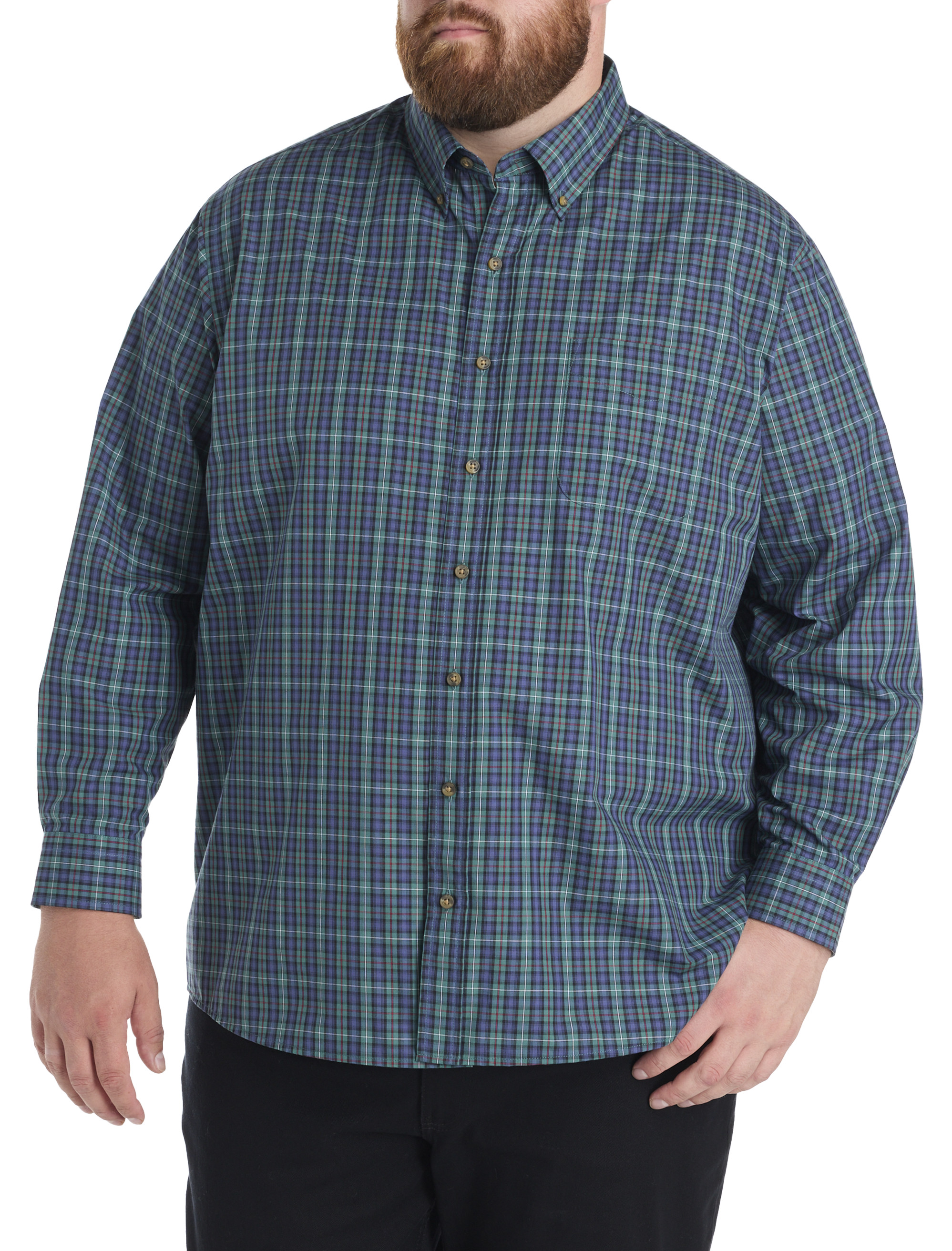 Easy-Care Large Plaid Sport Shirt