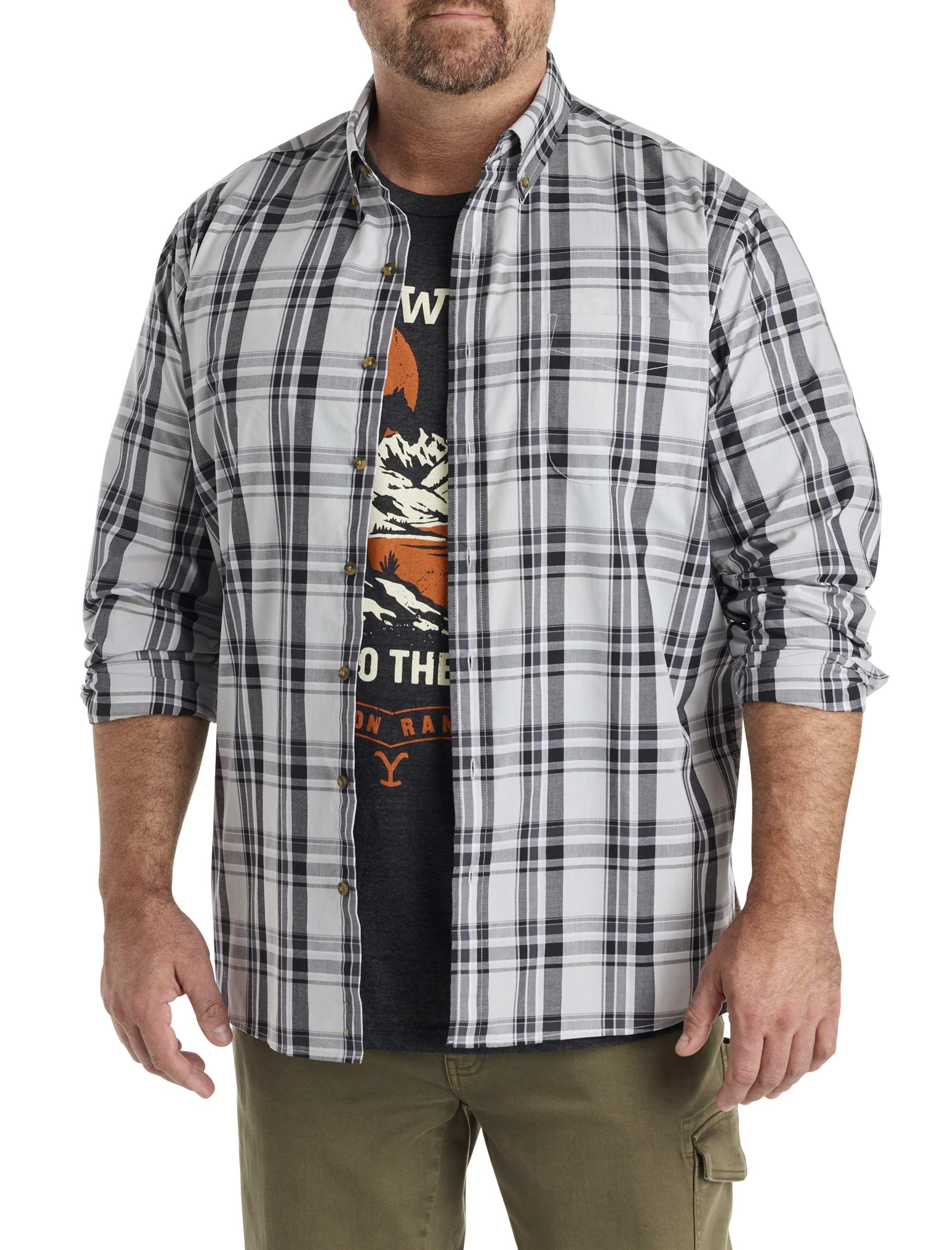 Easy-Care Large Plaid Sport Shirt