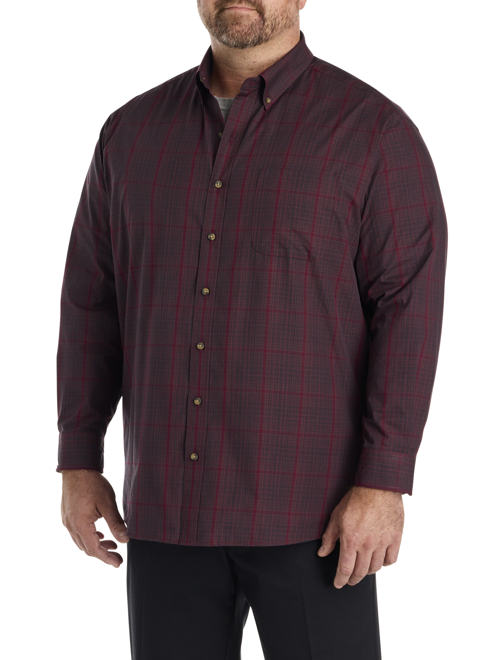 Easy-Care Large Plaid Sport Shirt