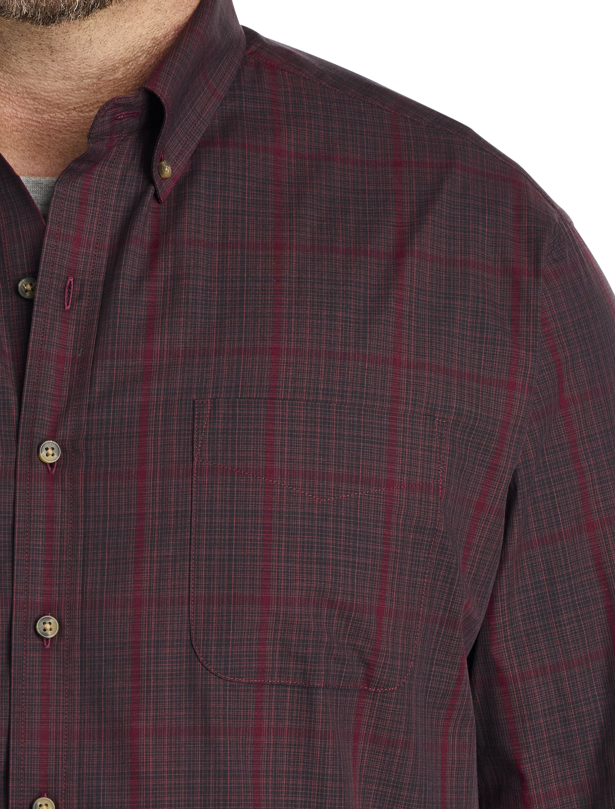 Easy-Care Large Plaid Sport Shirt