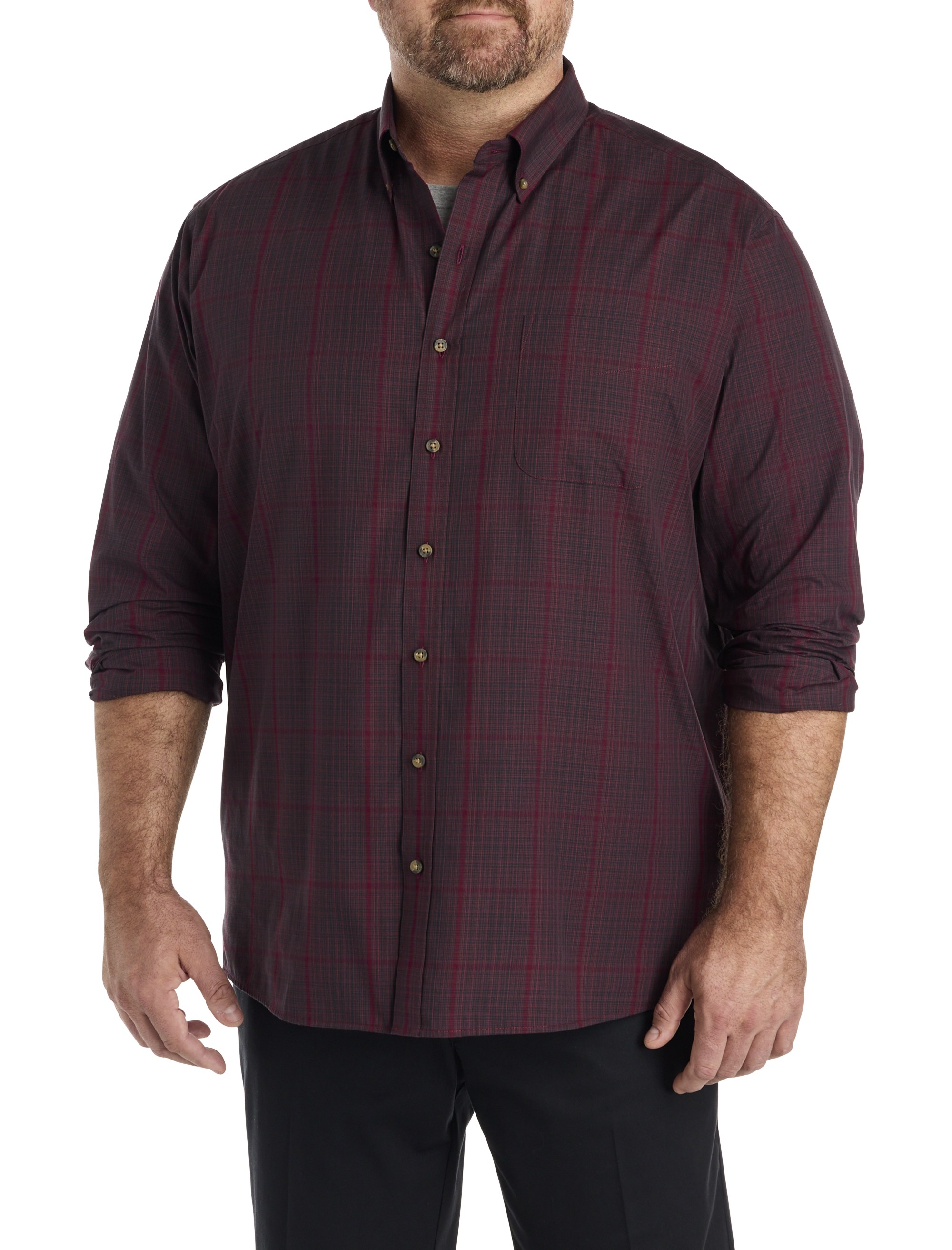 Easy-Care Large Plaid Sport Shirt