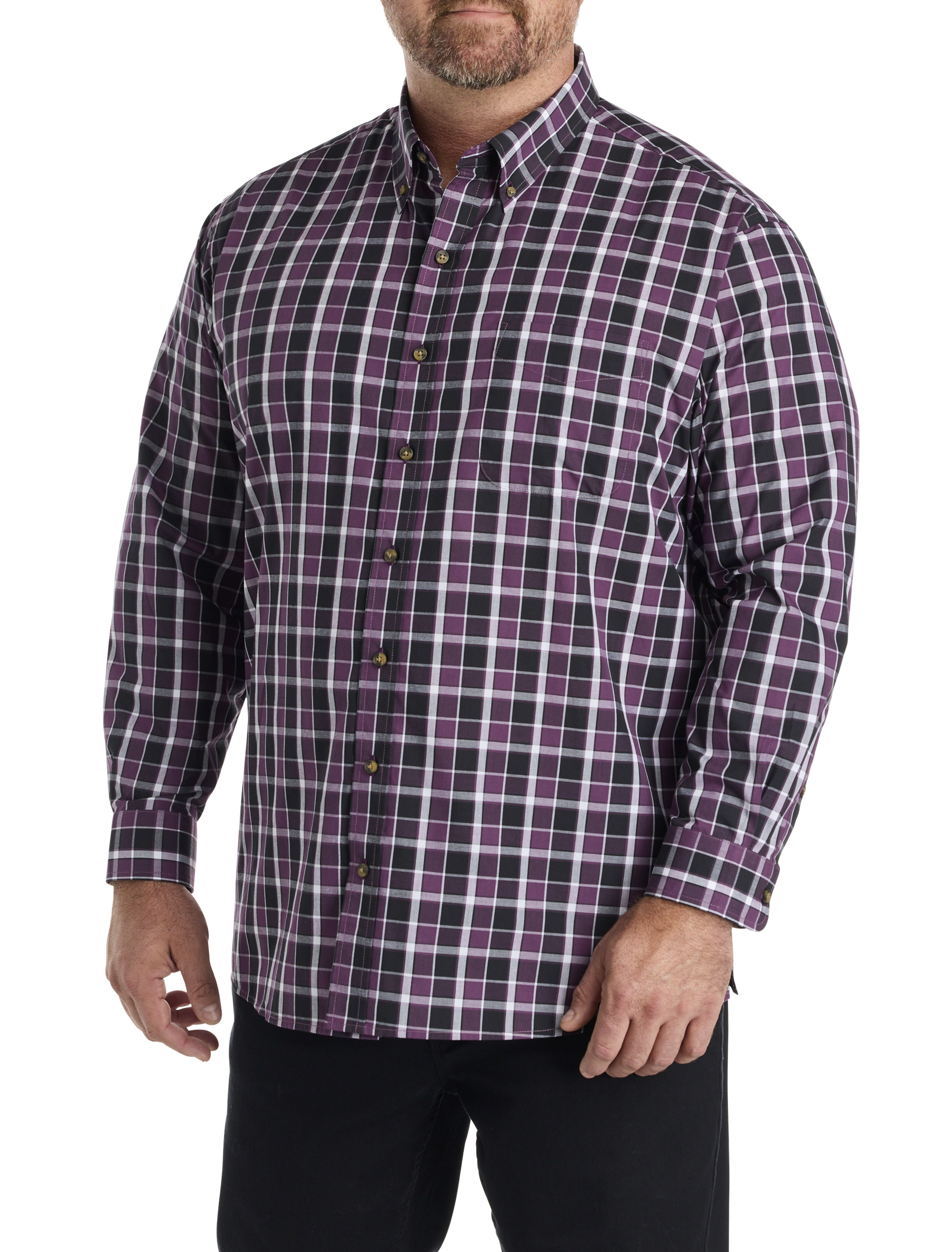 Big + Tall | Harbor Bay Easy-Care Medium Plaid Sport Shirt | DXL