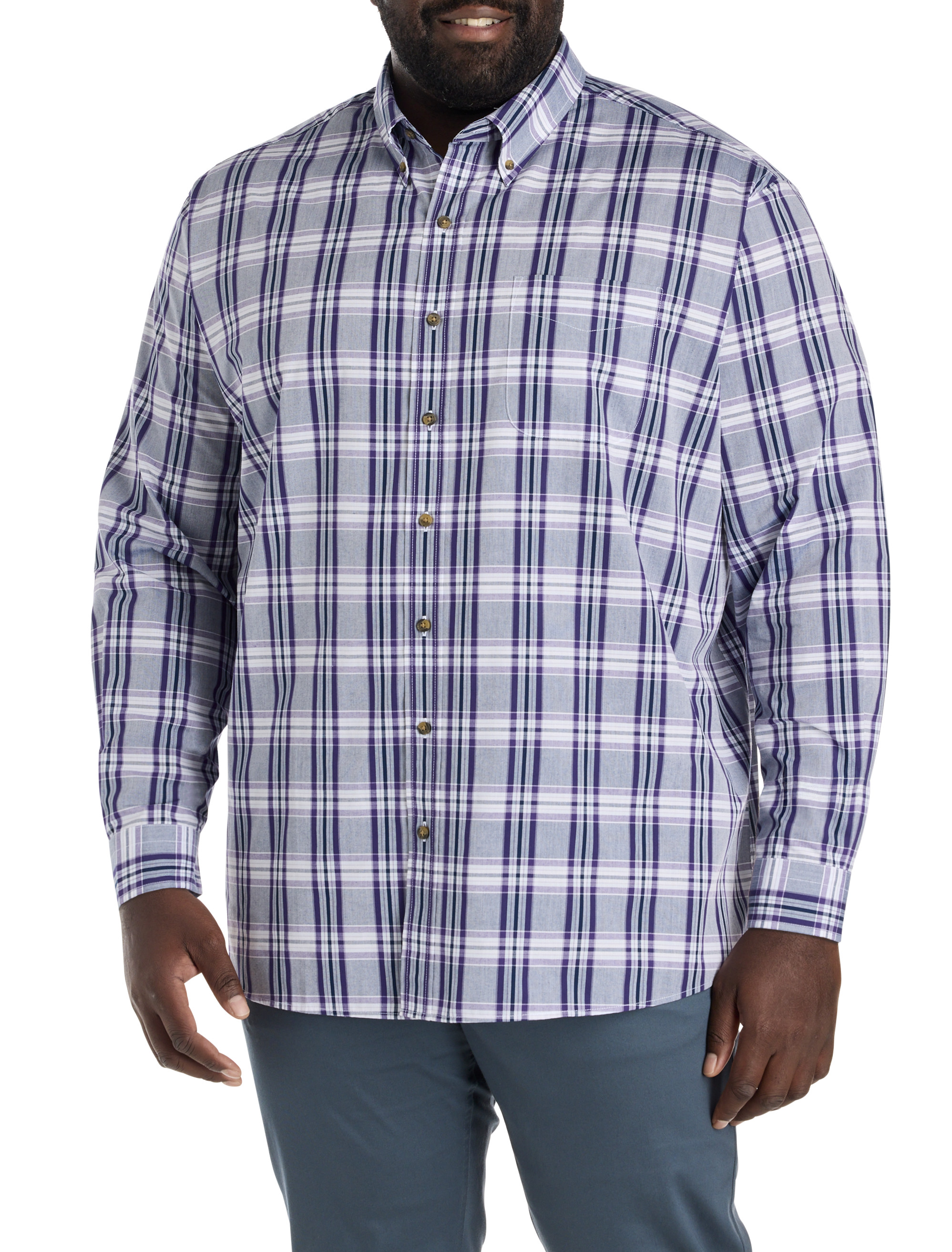 Easy-Care Medium Plaid Sport Shirt