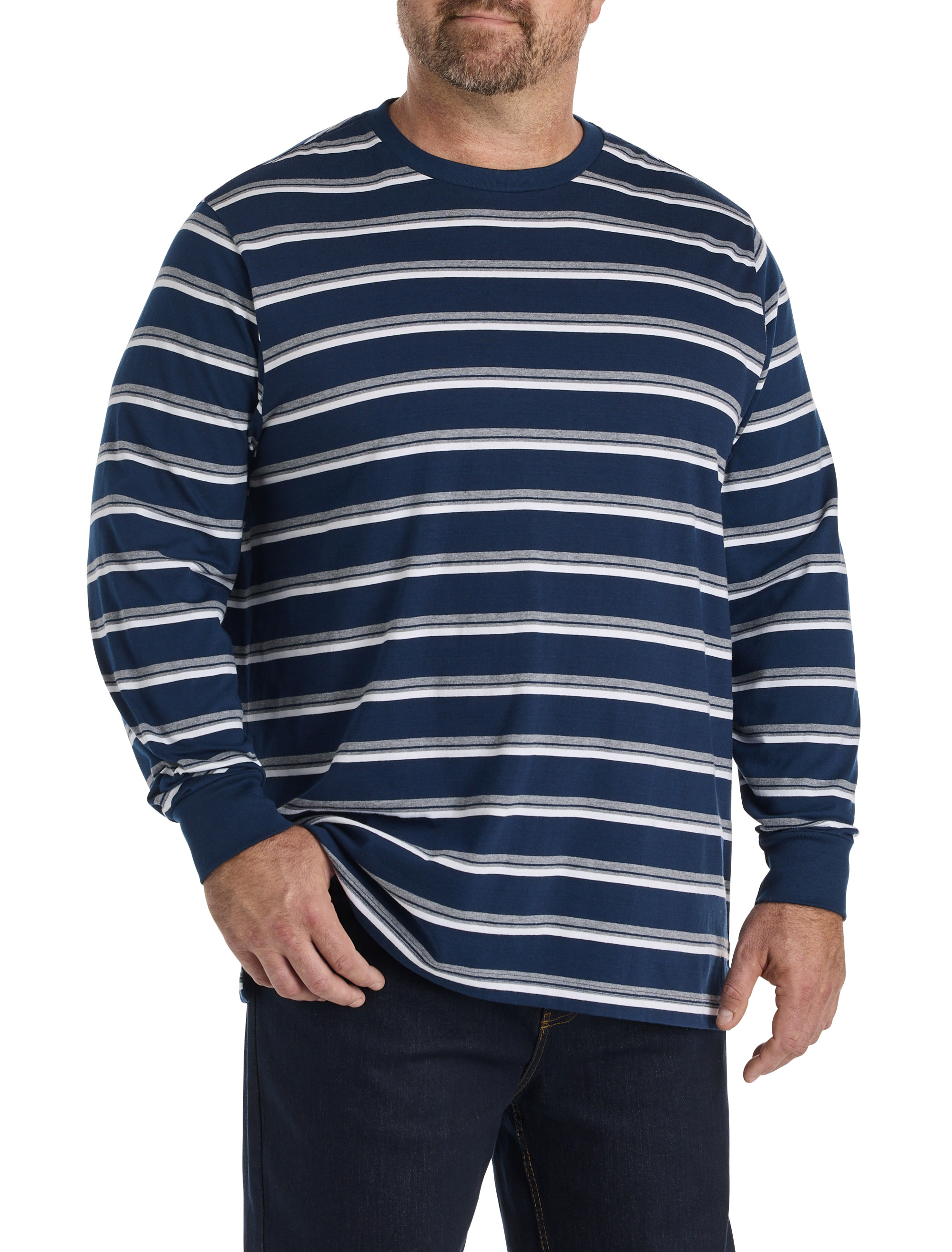 Big + Tall | Harbor Bay Moisture-Wicking Long-Sleeve Striped T
