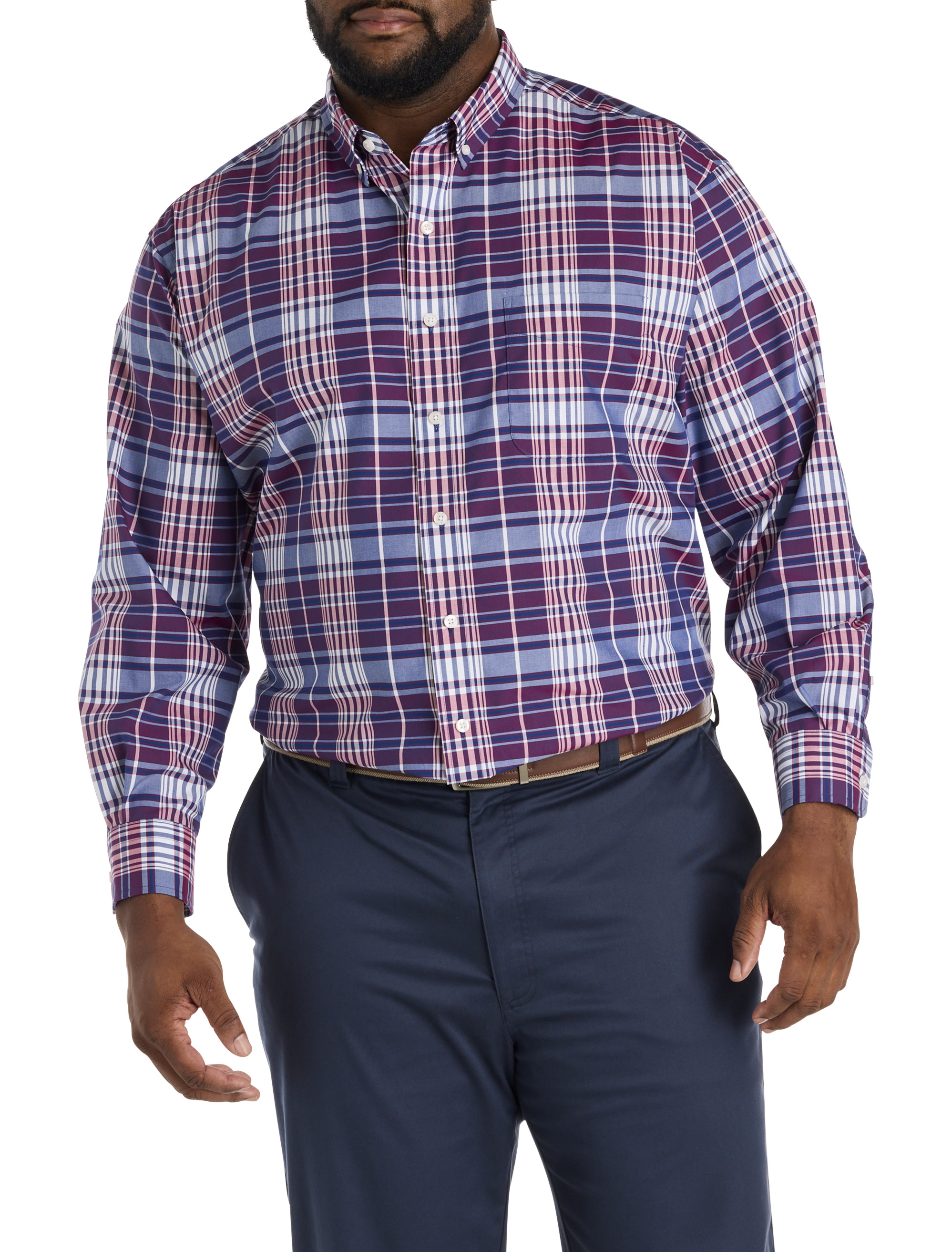 Large Plaid Performance Sport Shirt