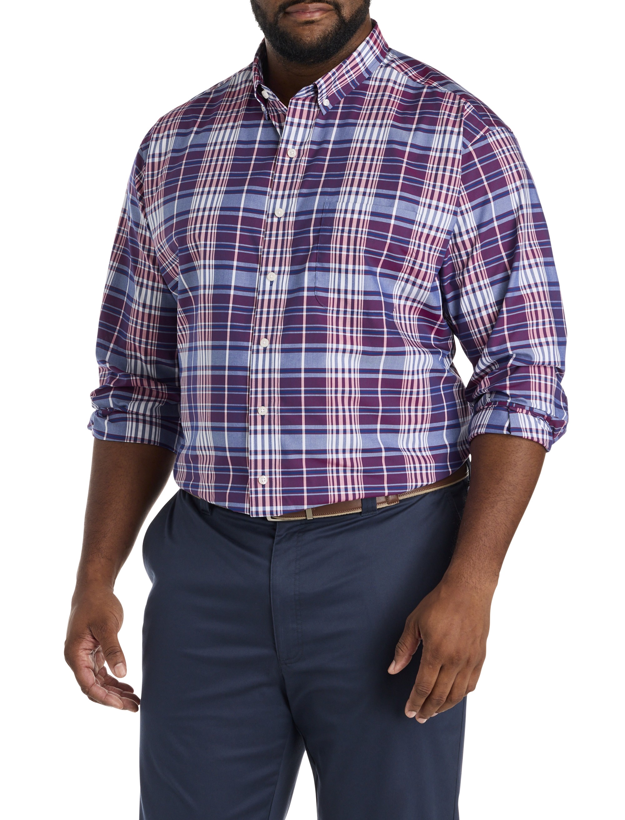 Large Plaid Performance Sport Shirt