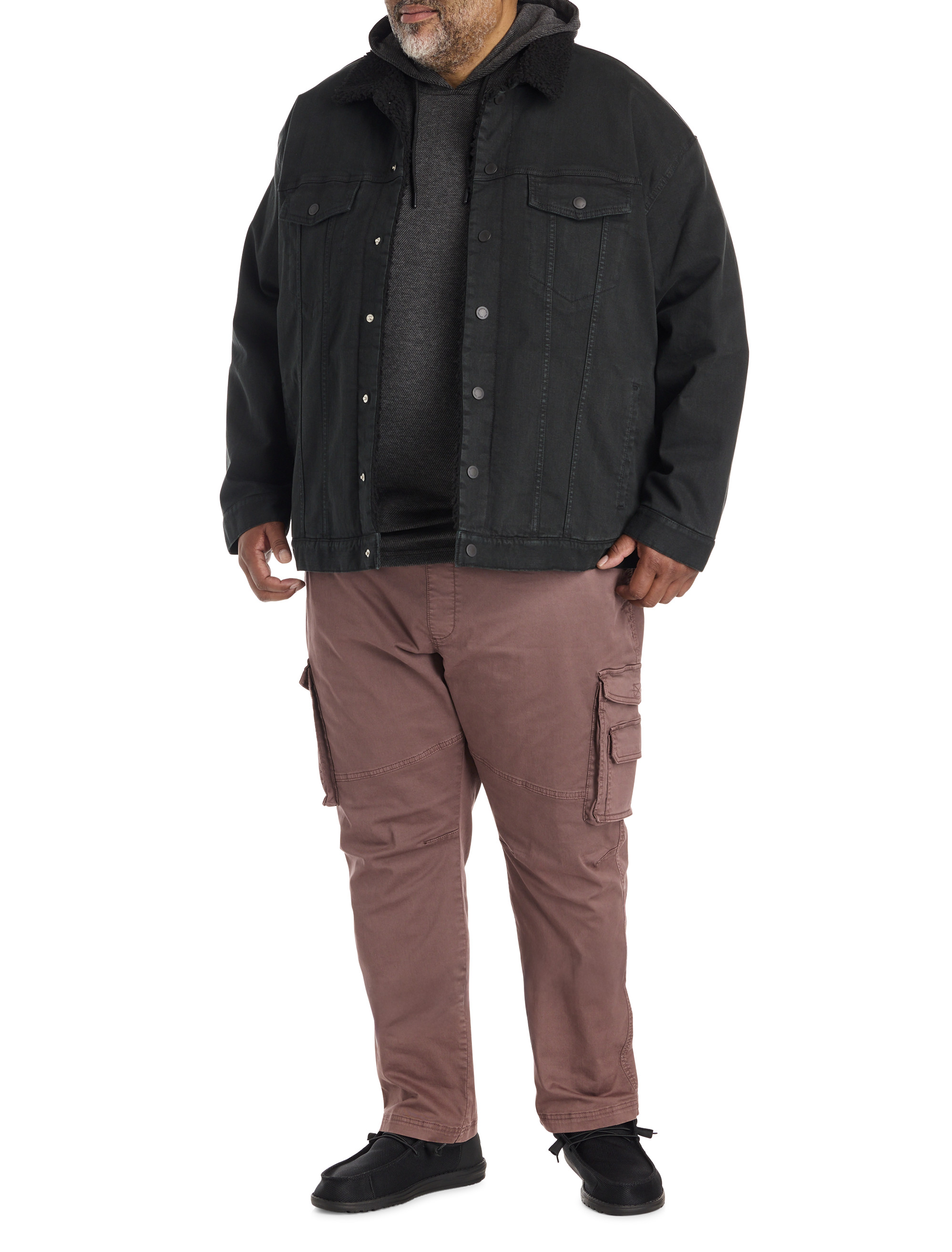 Black Faux-Shearling Lined Trucker Jacket