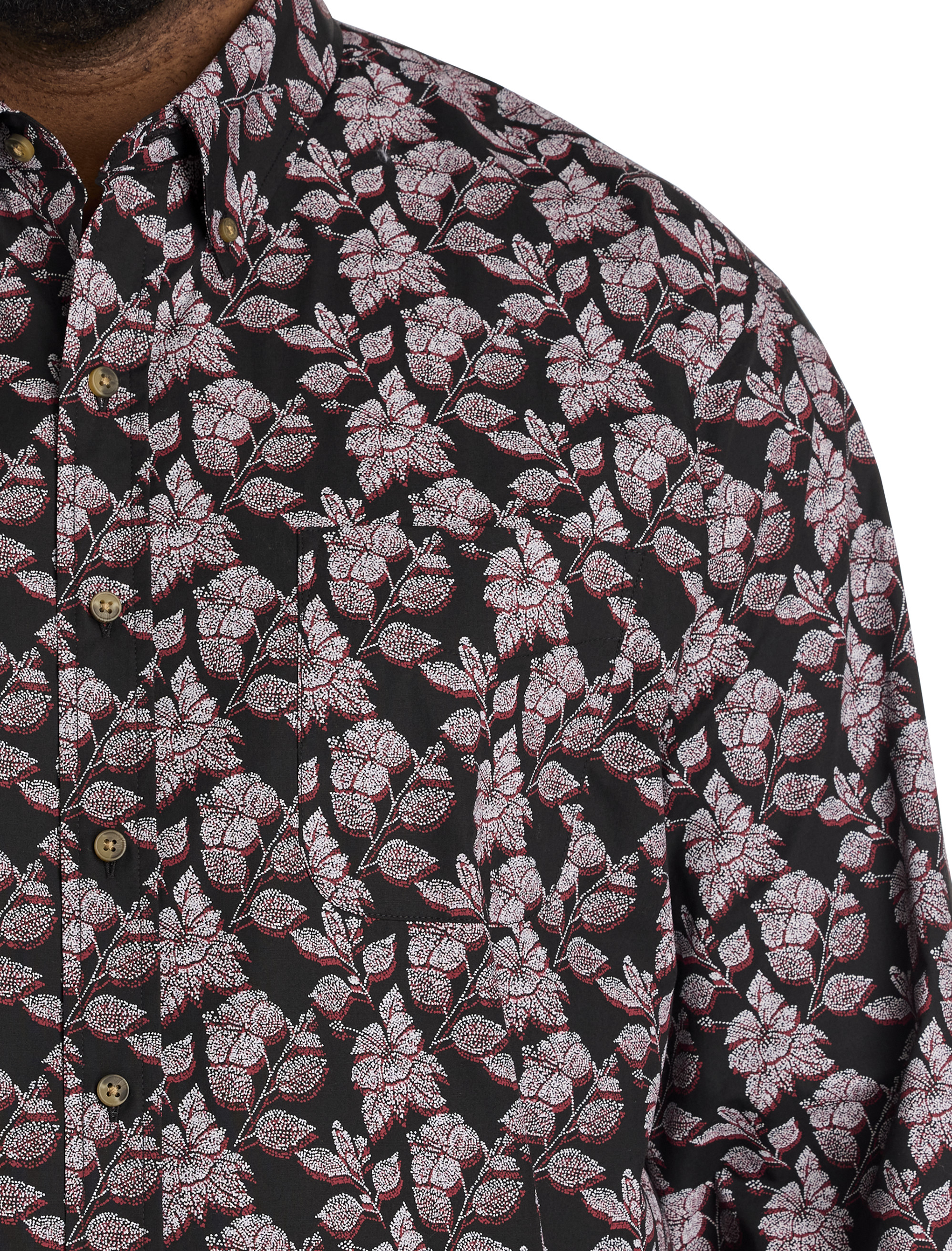 Easy-Care 3-D Floral Print Sport Shirt