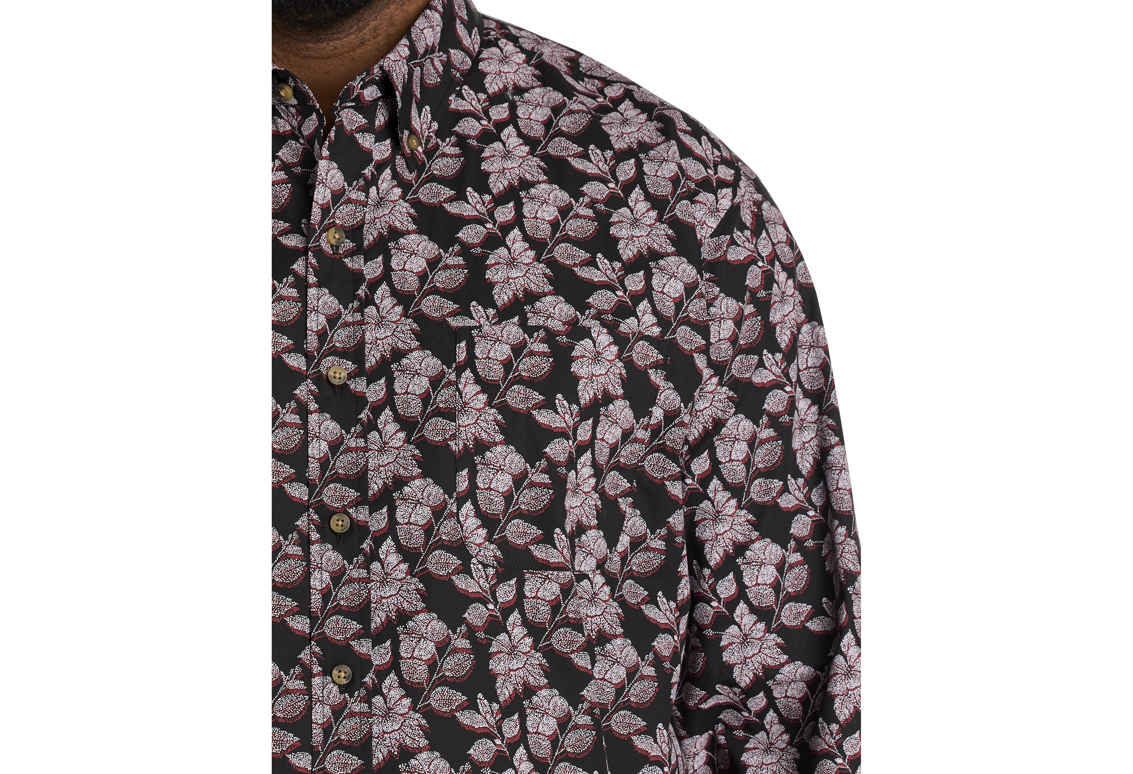 Easy-Care 3-D Floral Print Sport Shirt