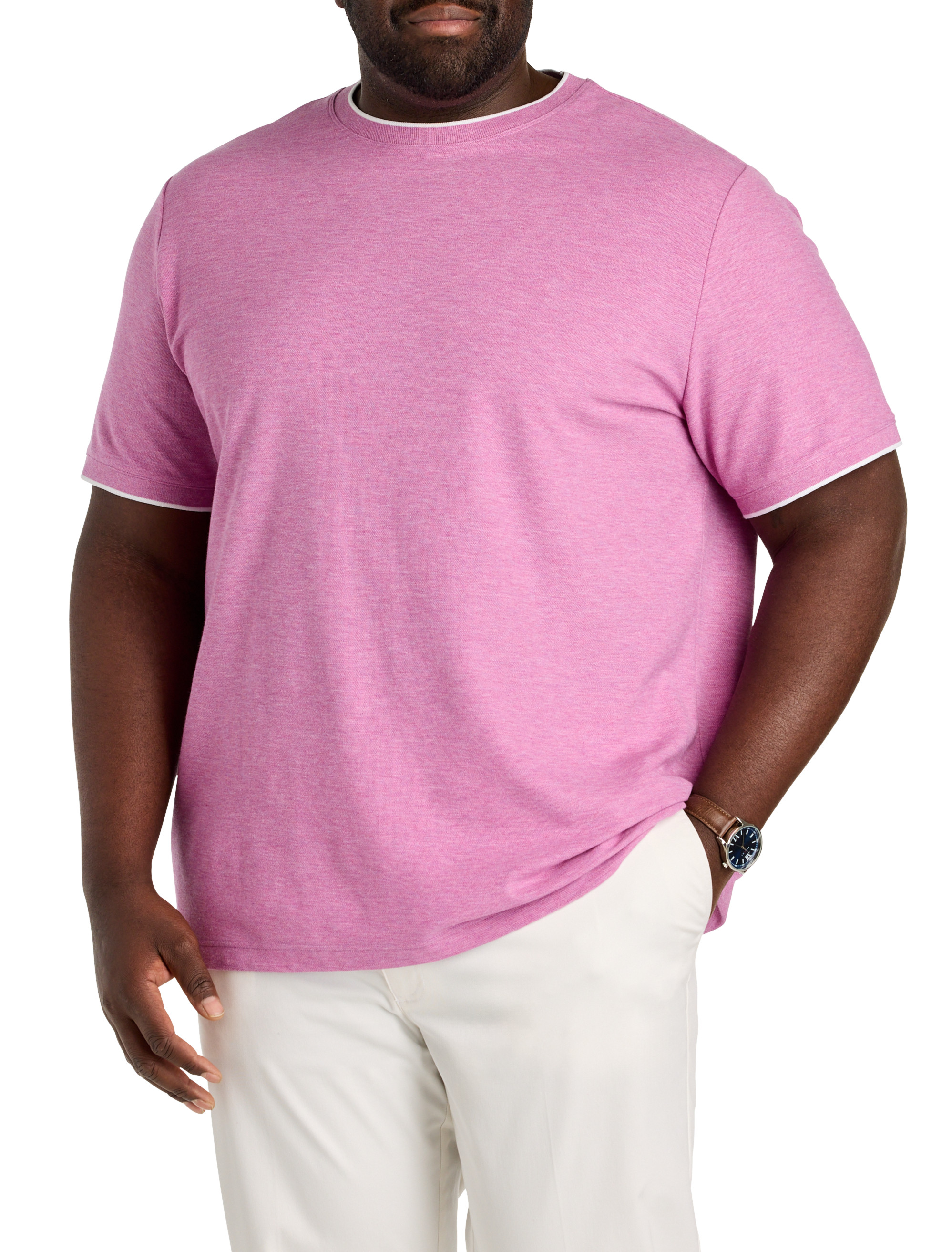 Big & Tall Men's Piqu Crewneck T-Shirt - Burgundy - Size 1XLT