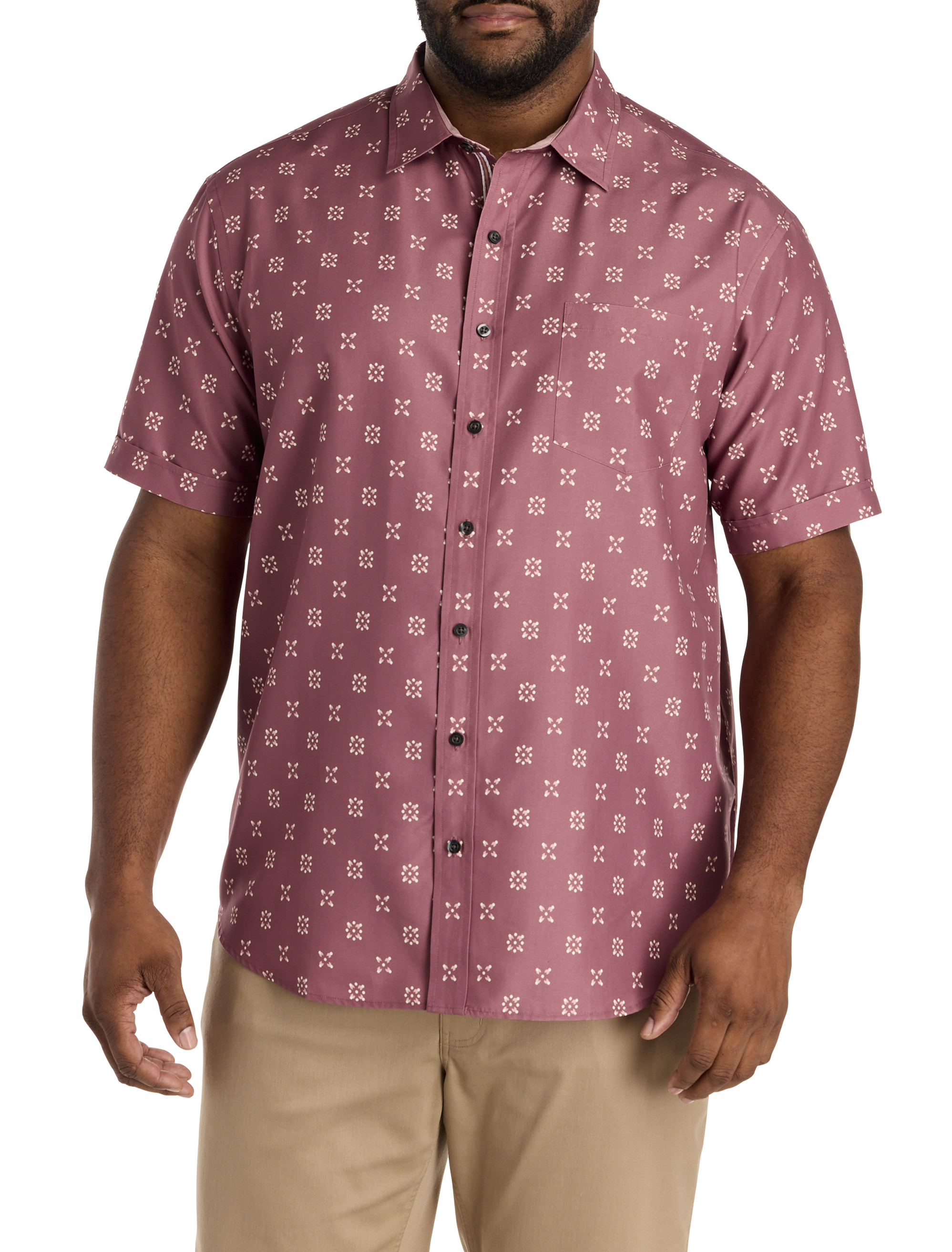 Big + Tall | Synrgy Geometric Floral Microfiber Sport Shirt | DXL