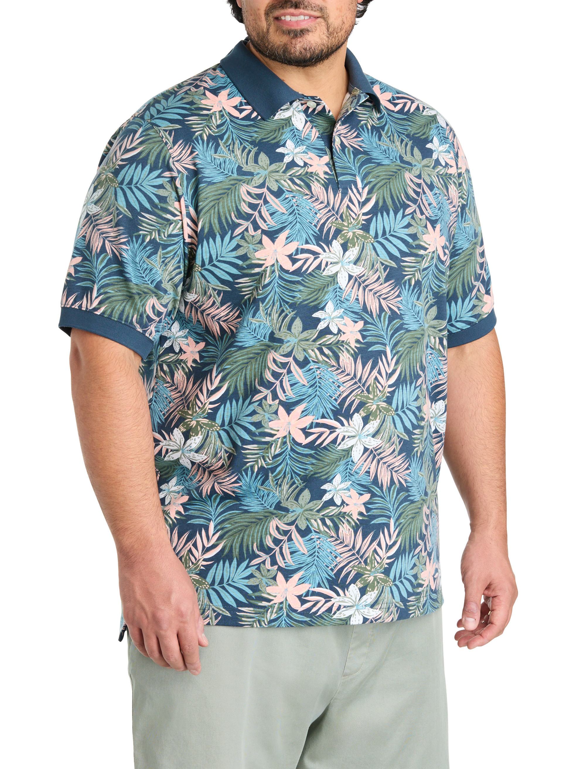 Tropical Print Polo Shirt