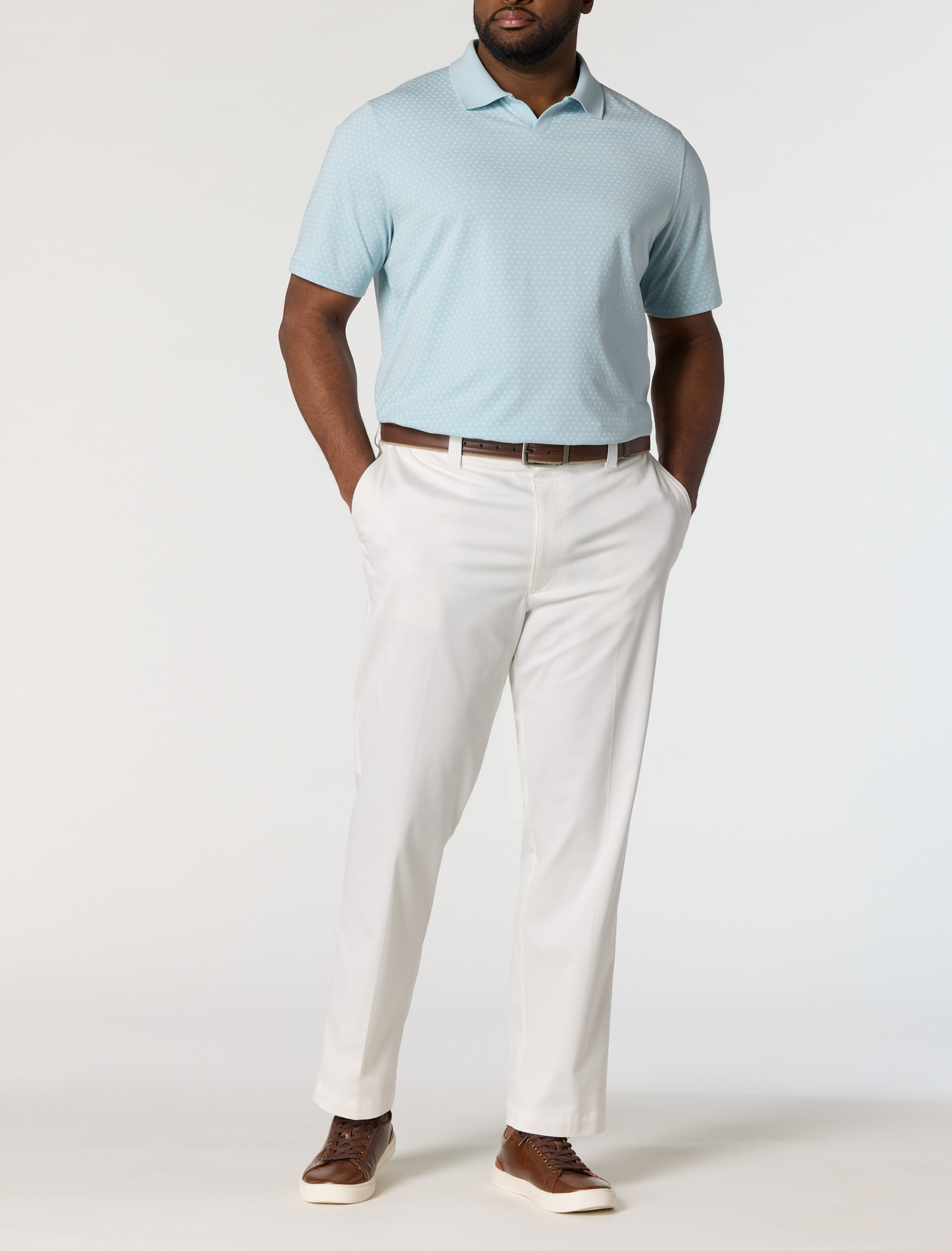 Printed Notch-Collar Tech Polo Shirt