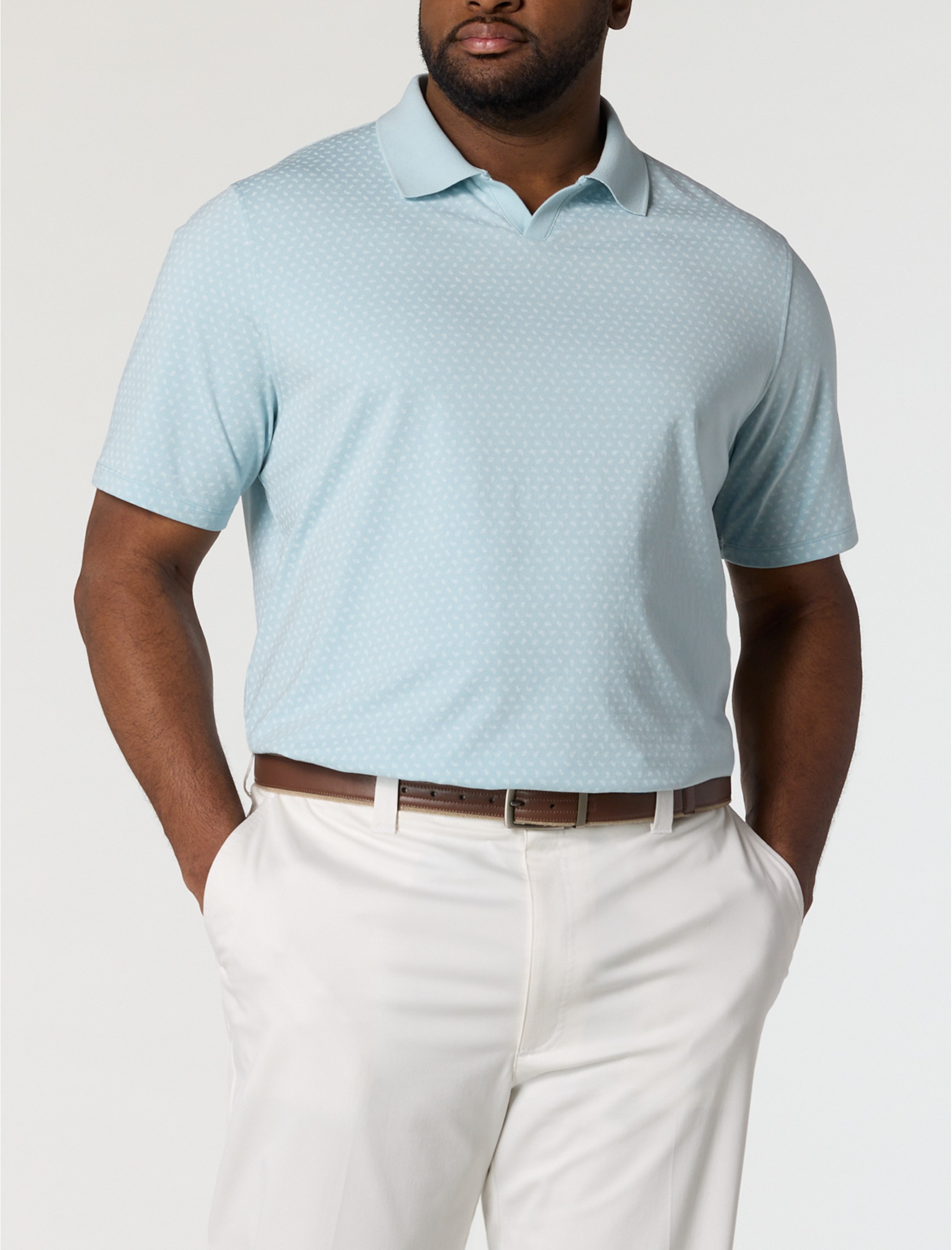 Printed Notch-Collar Tech Polo Shirt