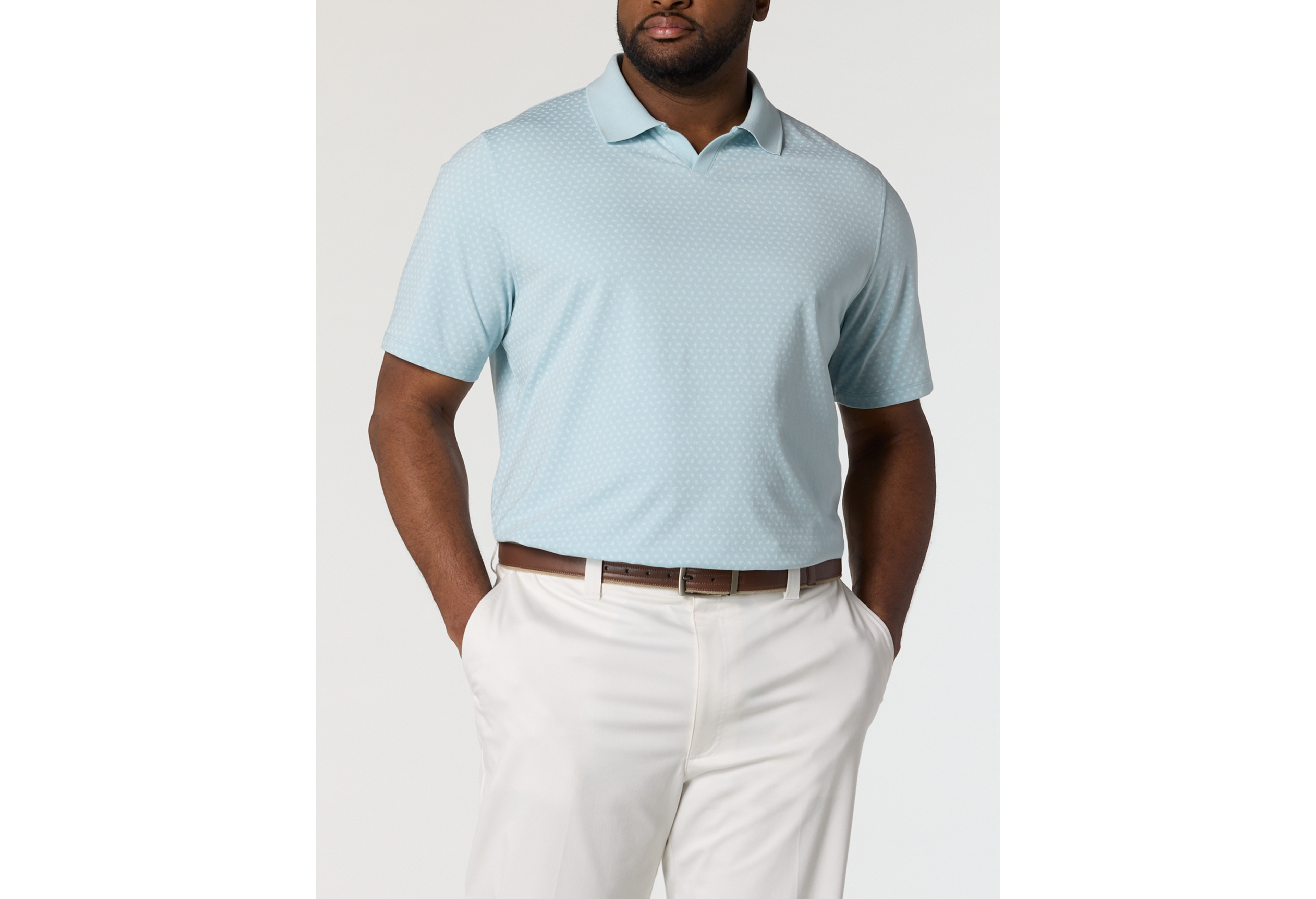 Printed Notch-Collar Tech Polo Shirt