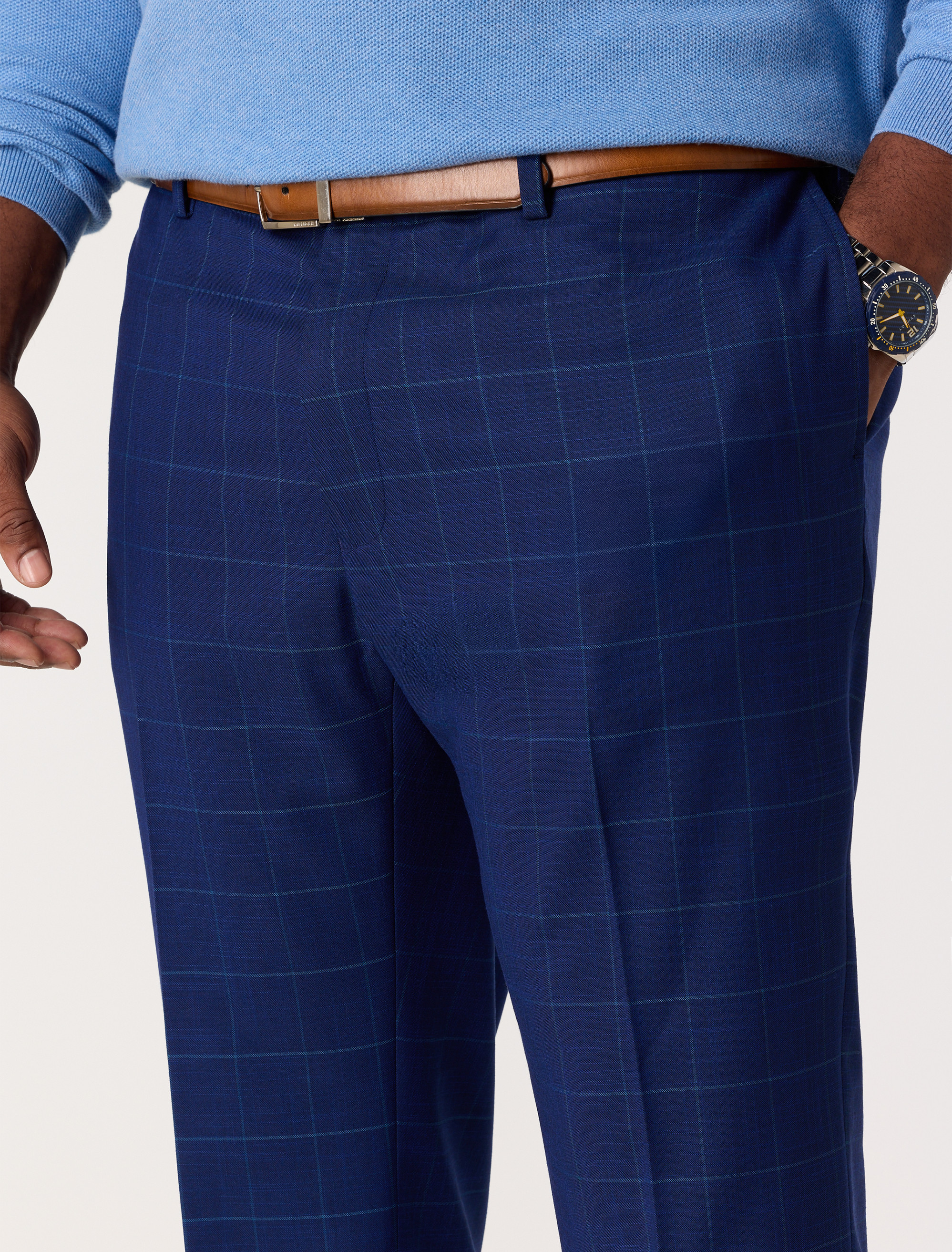 Waist-Relaxer Windowpane Dress Pants