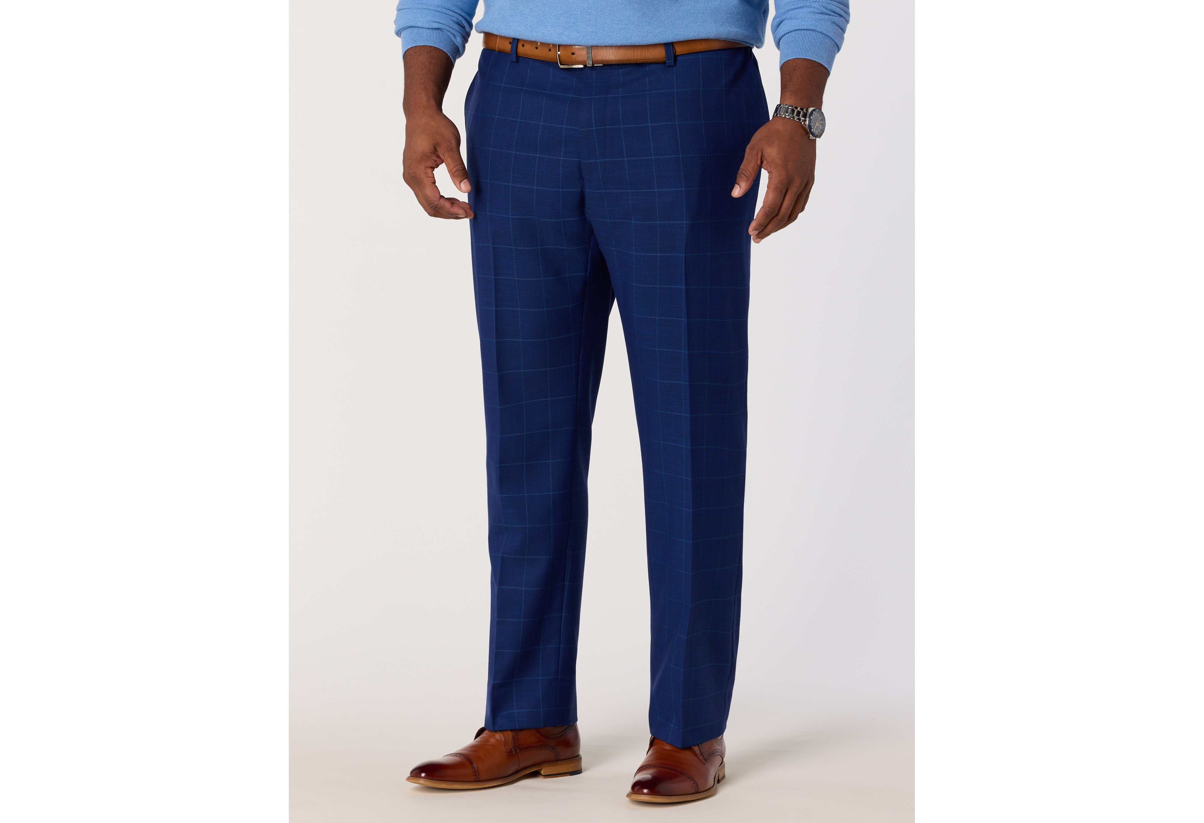 Waist-Relaxer Windowpane Dress Pants