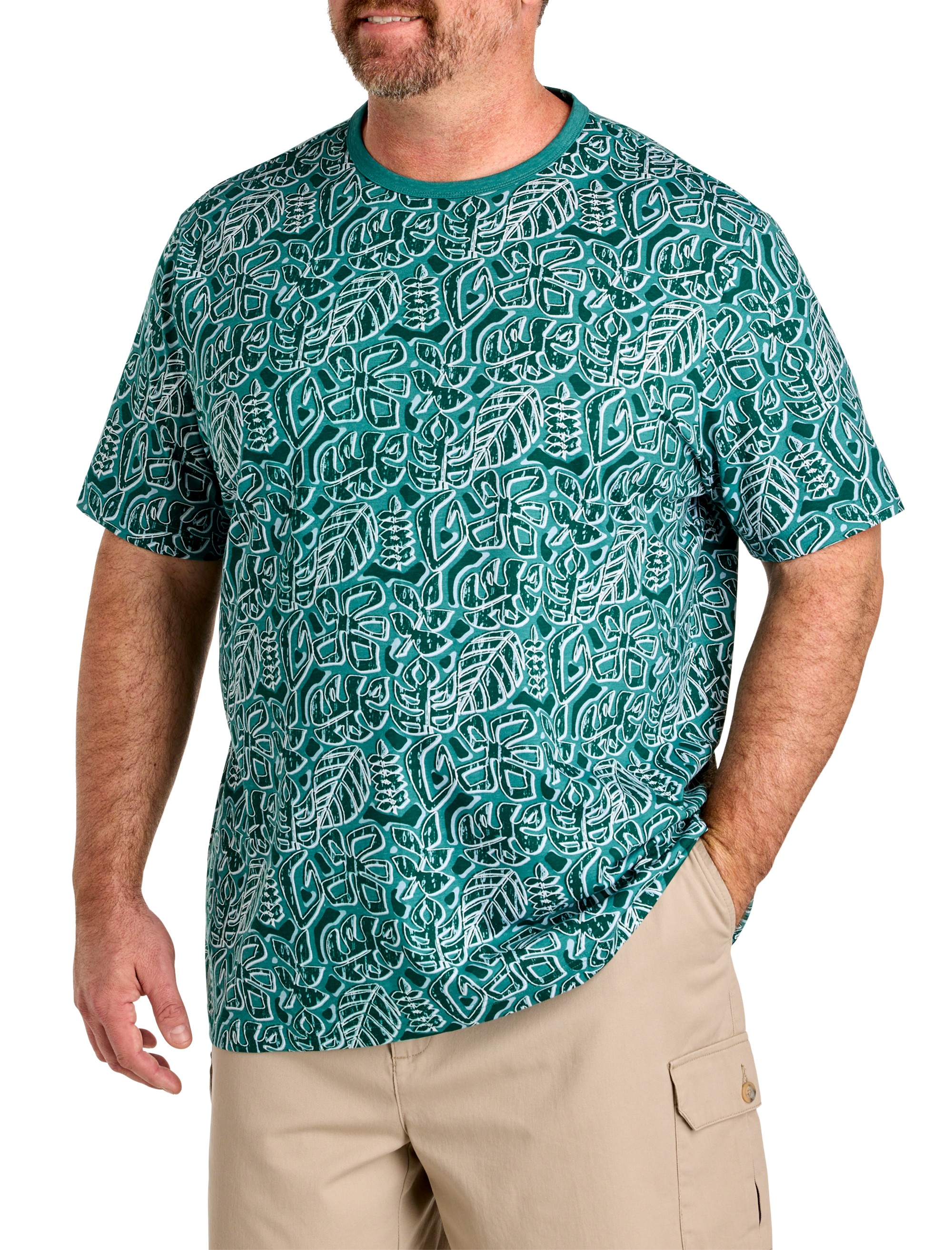 Moisture-Wicking Leaf Print T-Shirt