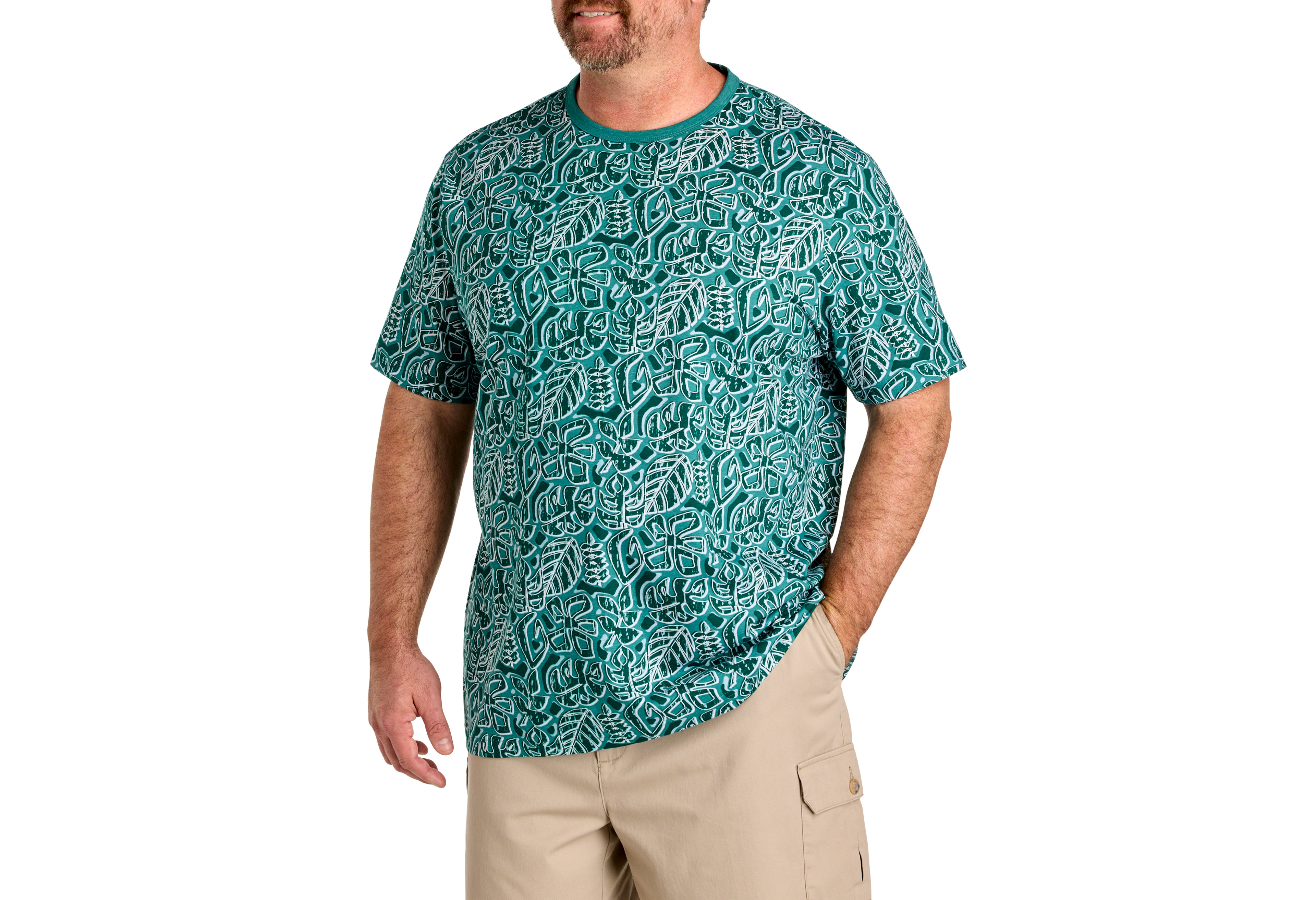 Moisture-Wicking Leaf Print T-Shirt