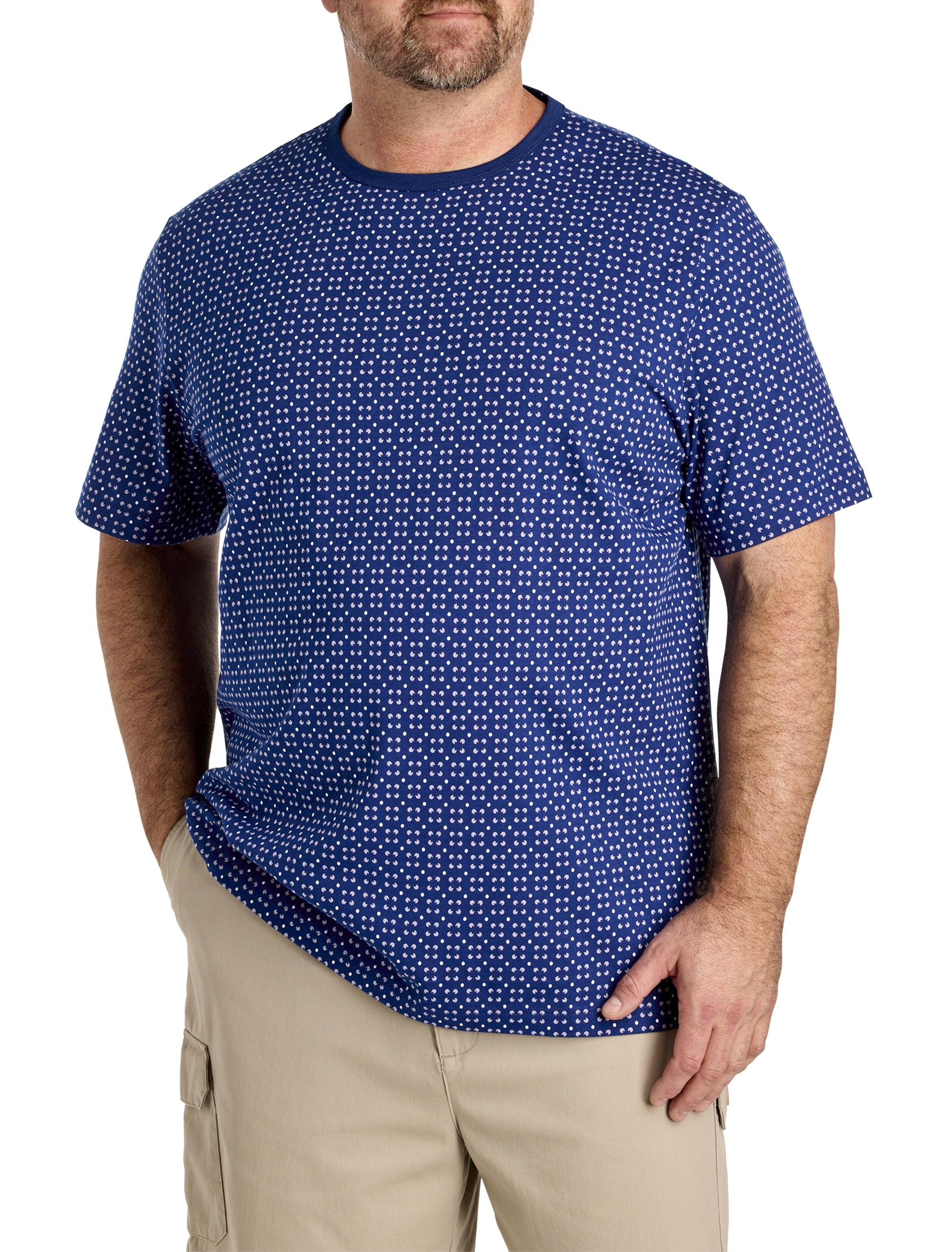Big & Tall Men's Moisture-Wicking Petal Printed T-Shirt - Blue Depths - Size 4XLT