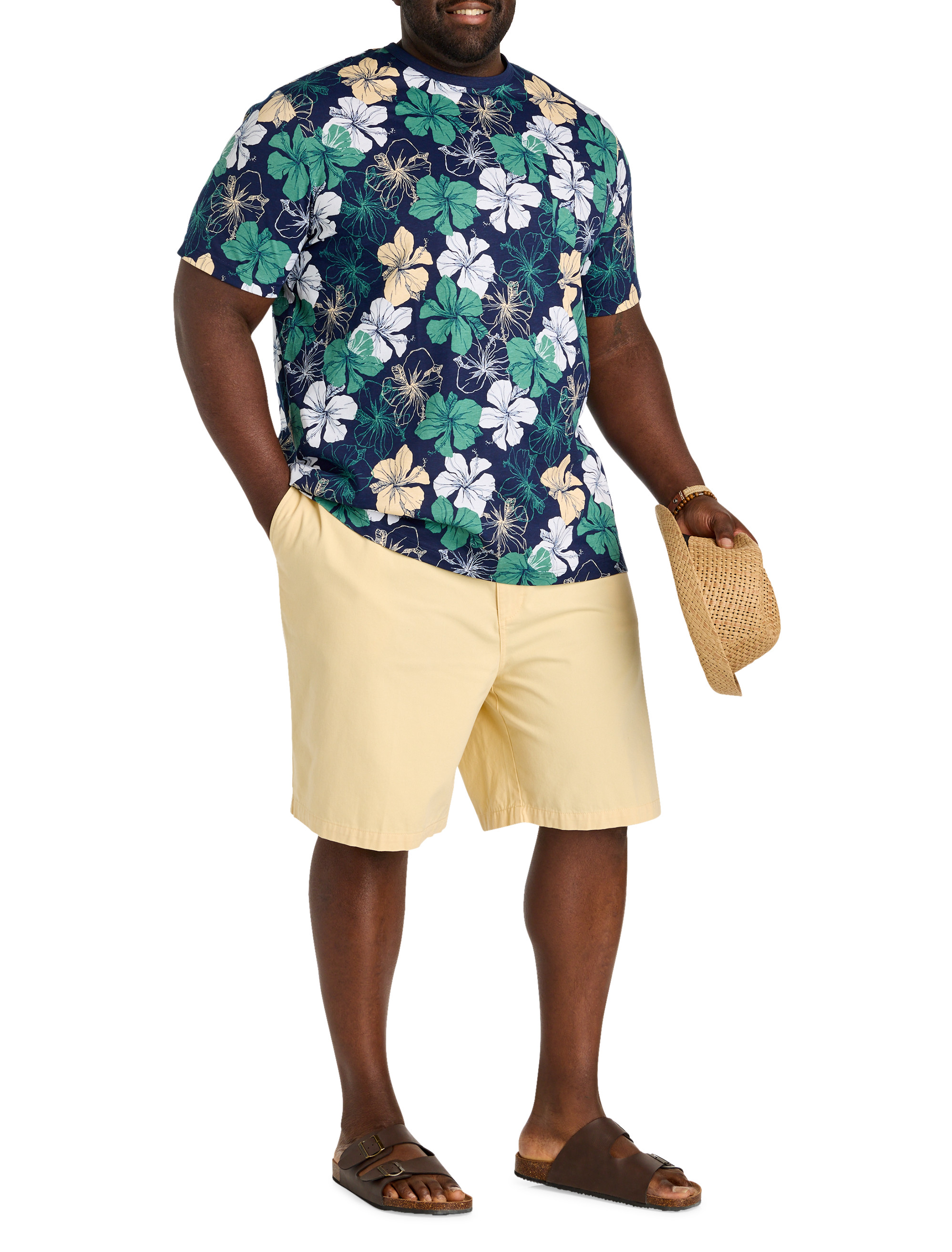 Moisture-Wicking Floral Print Pocket T-Shirt