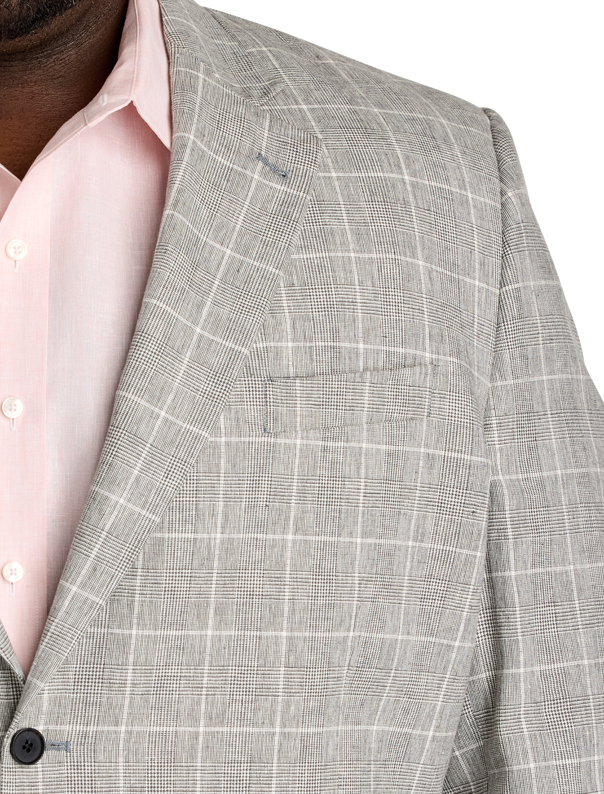 Plaid Linen-Blend Suit Jacket