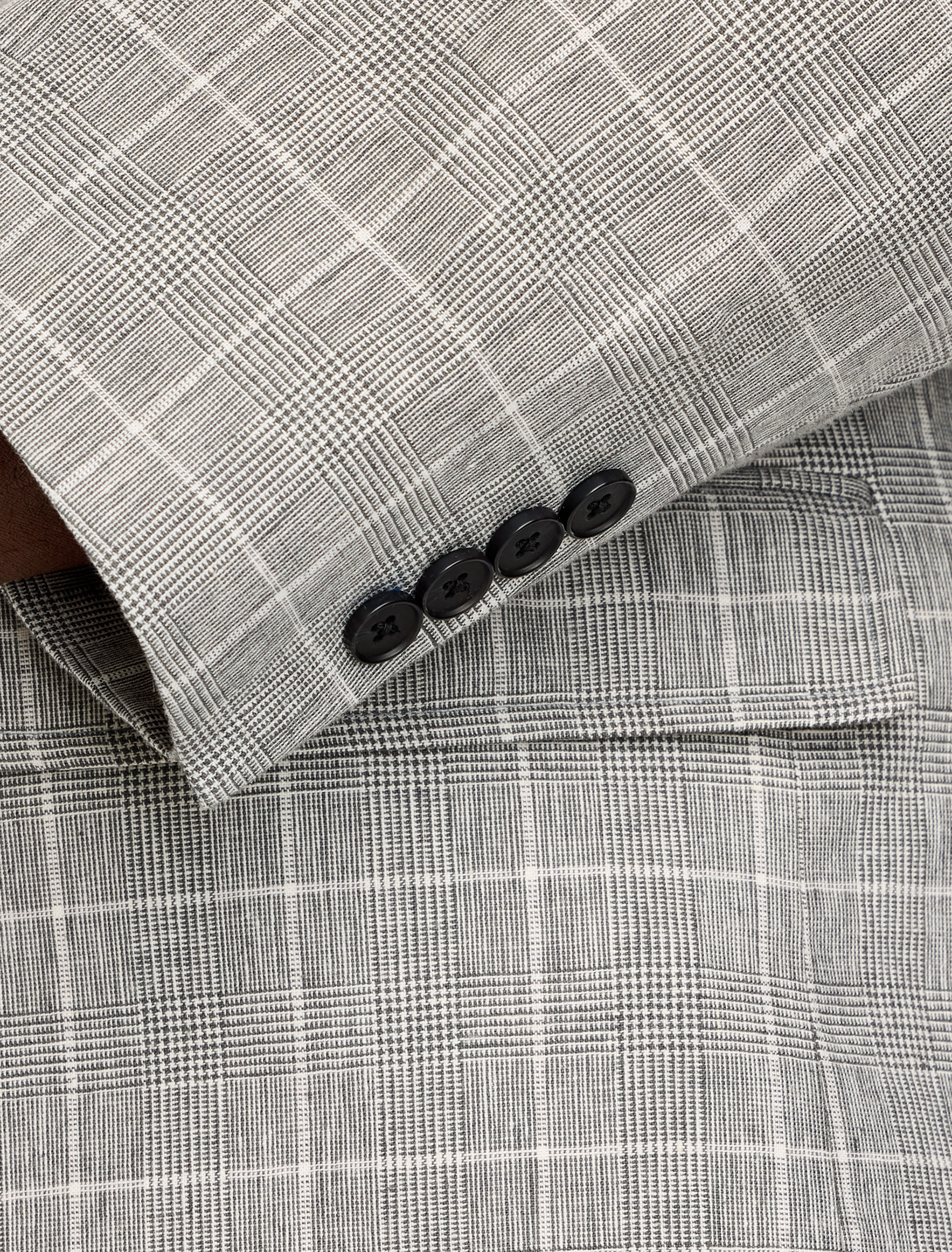 Plaid Linen-Blend Suit Jacket