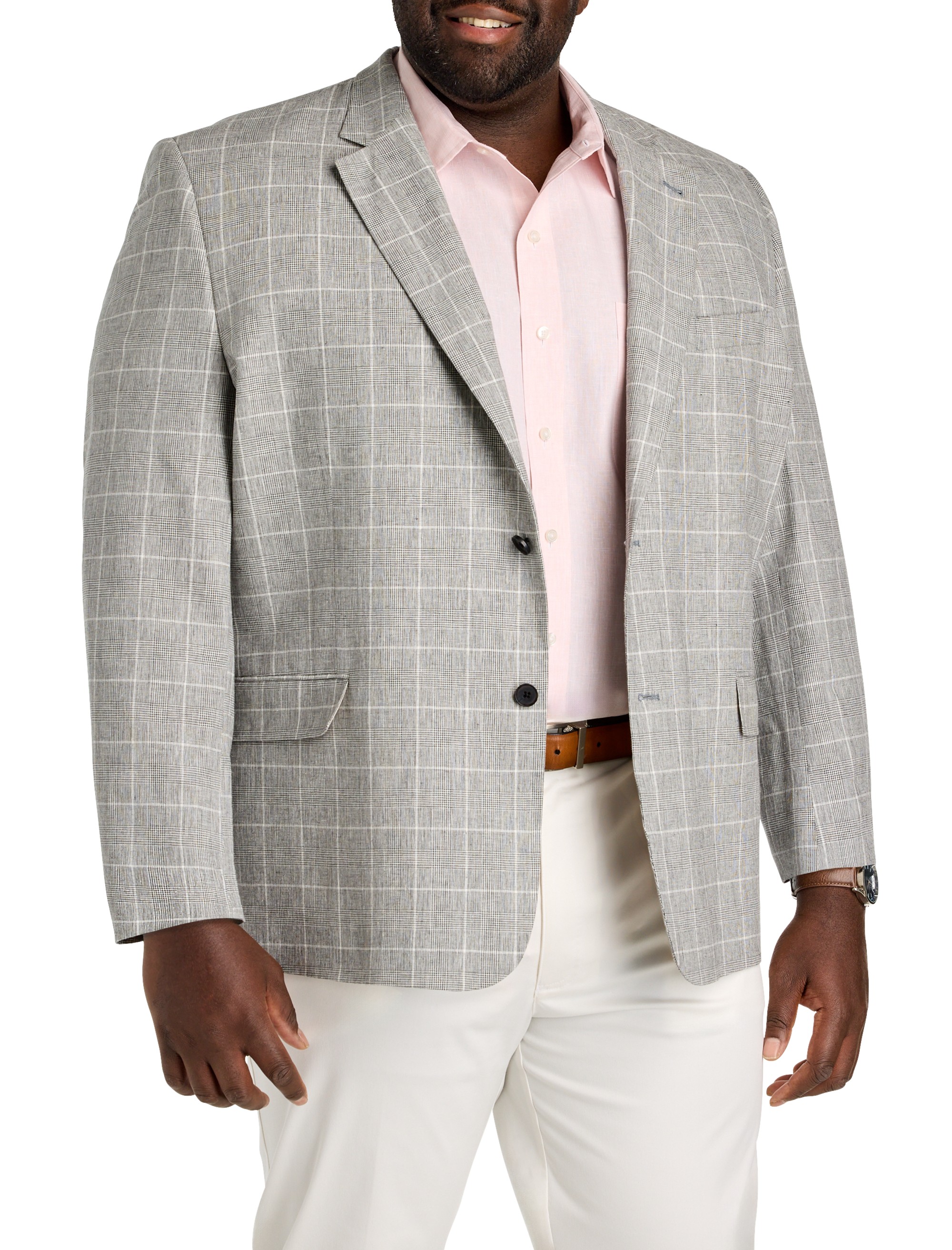 Plaid Linen-Blend Suit Jacket