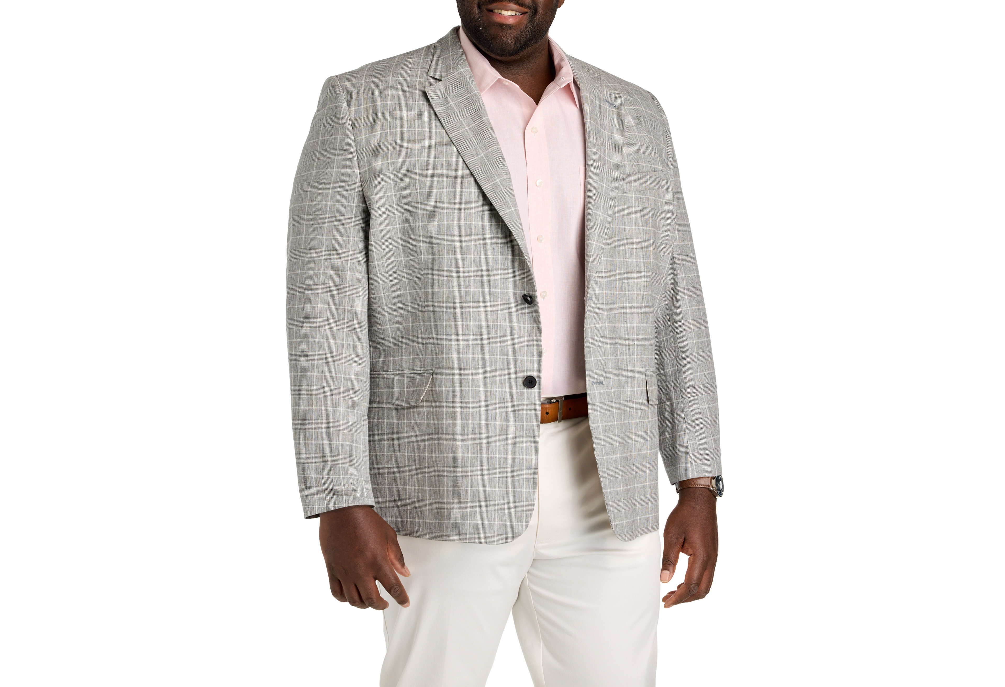 Plaid Linen-Blend Suit Jacket