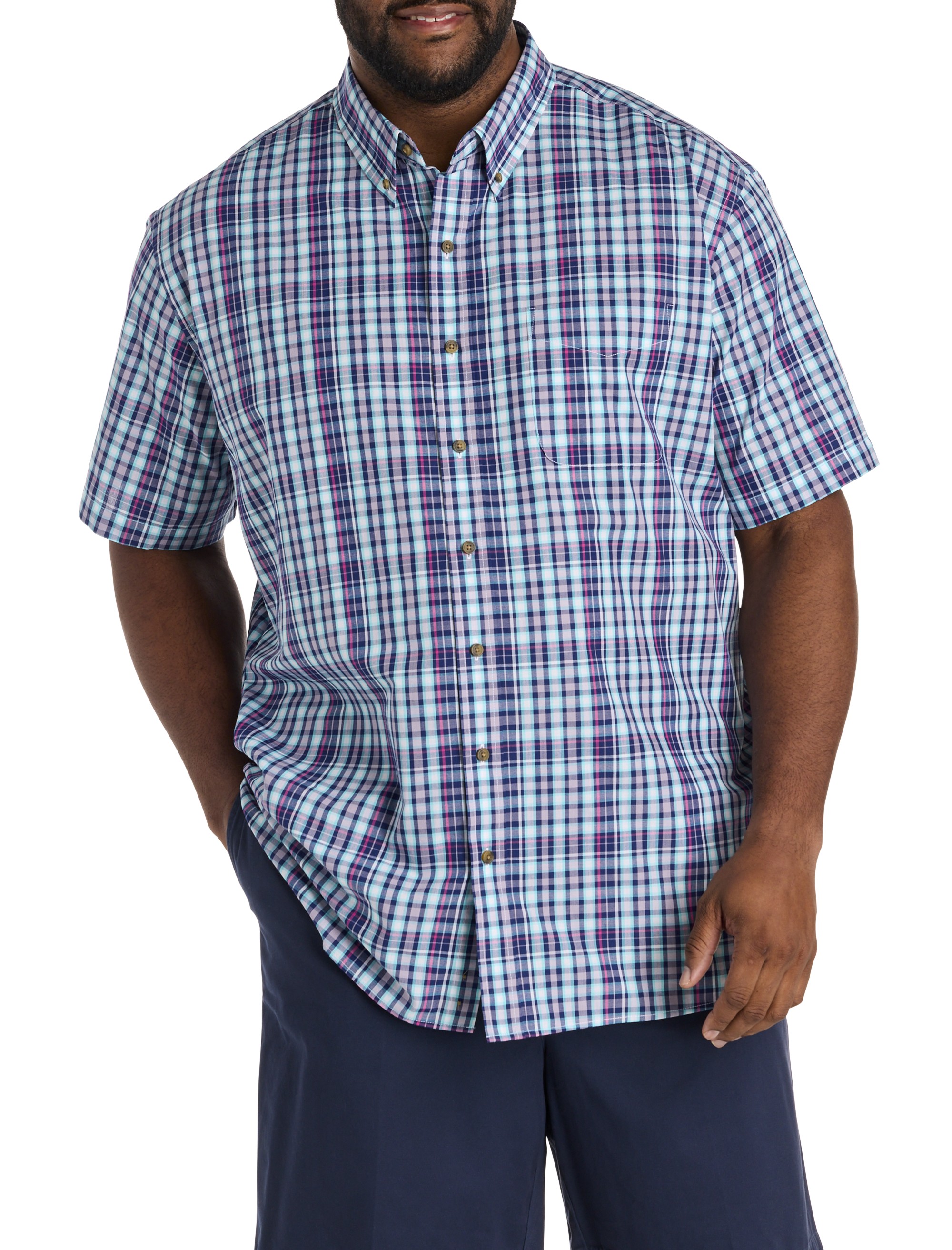 Easy-Care Large Plaid Sport Shirt