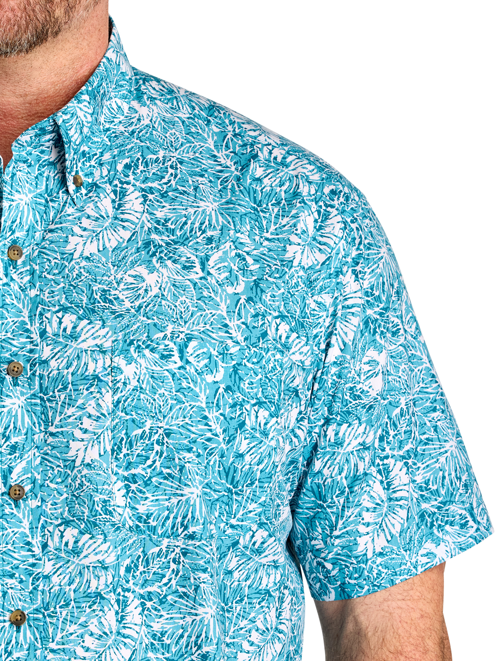 Easy-Care Leaf Print Sport Shirt