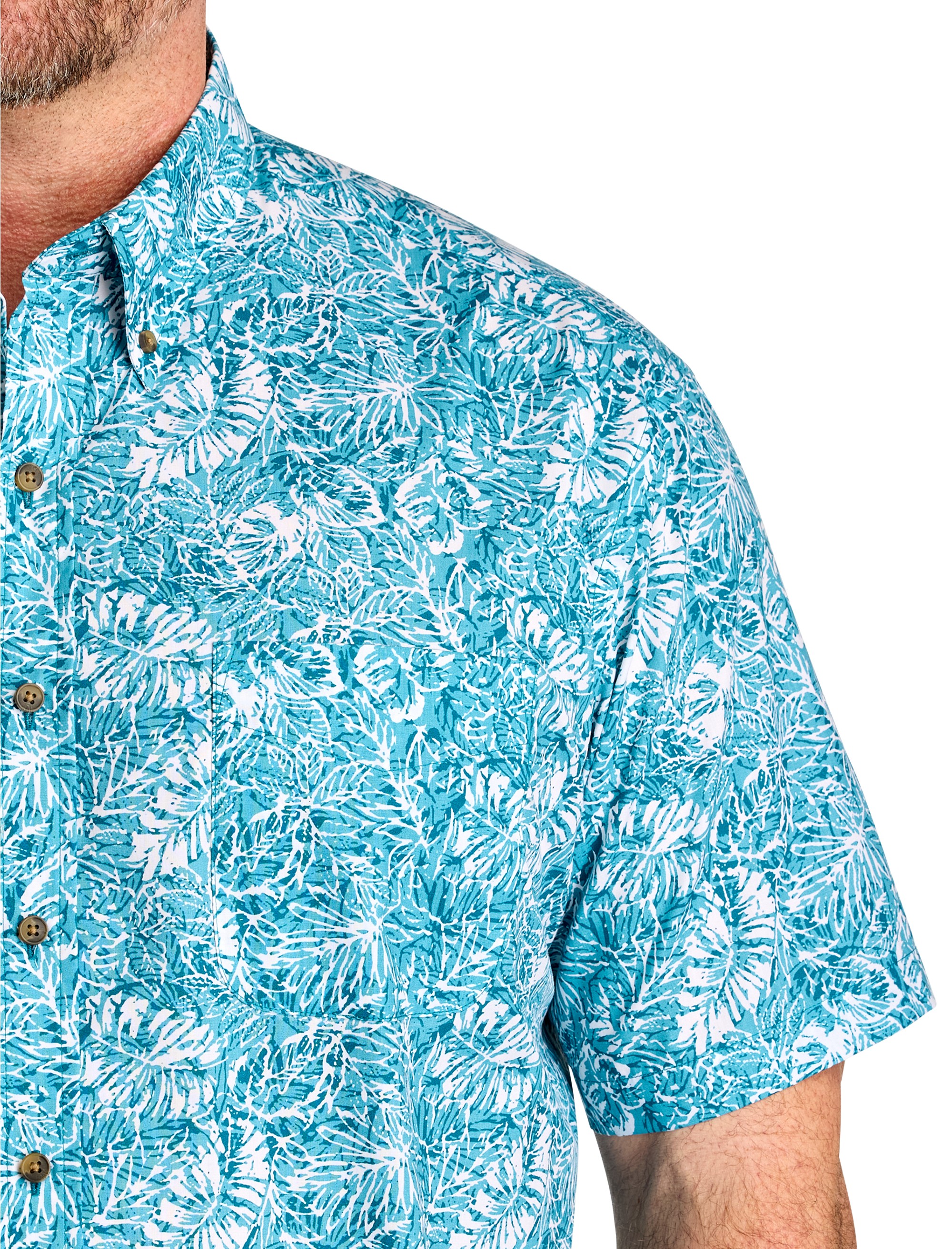 Easy-Care Leaf Print Sport Shirt - thumbnail 2