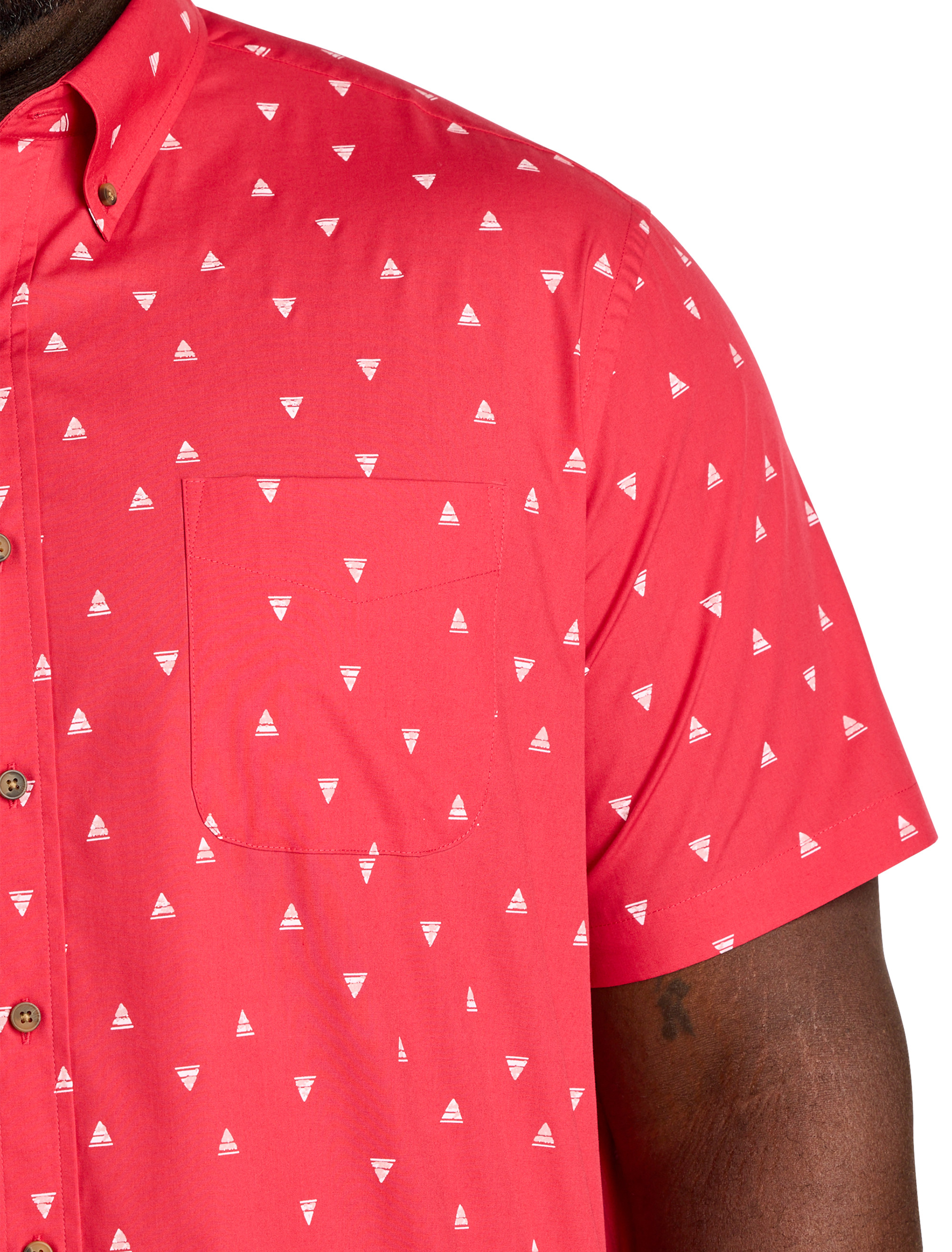 Easy-Care Geometric Sailboat Print Sport Shirt