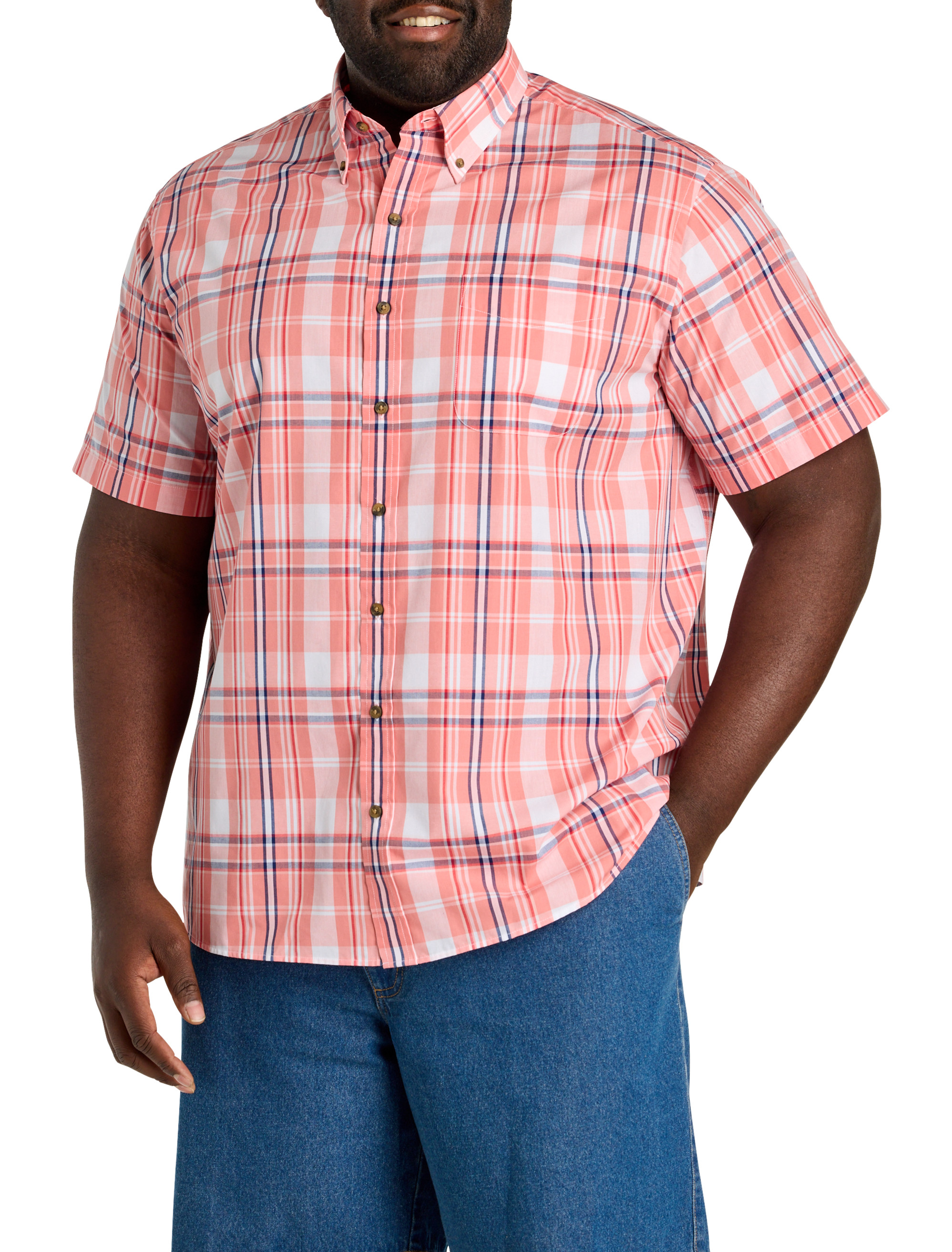 Easy-Care Large Plaid Sport Shirt