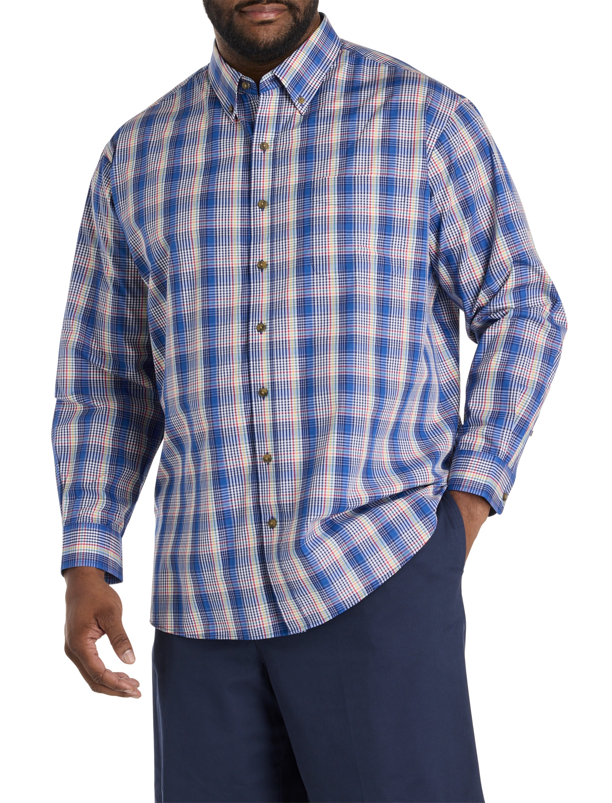 Easy-Care Colorful Plaid Sport Shirt - thumbnail 2