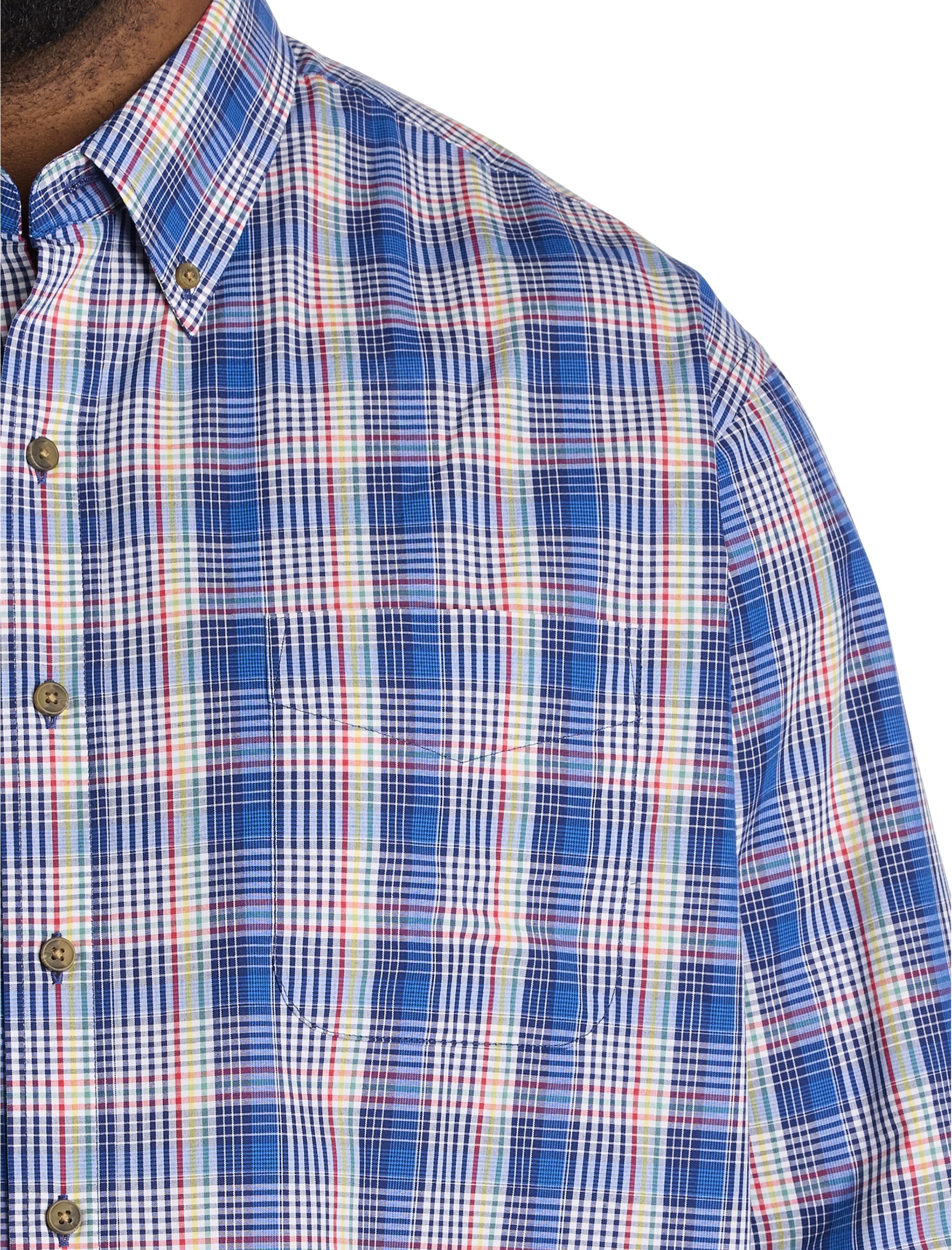 Easy-Care Colorful Plaid Sport Shirt - thumbnail 3