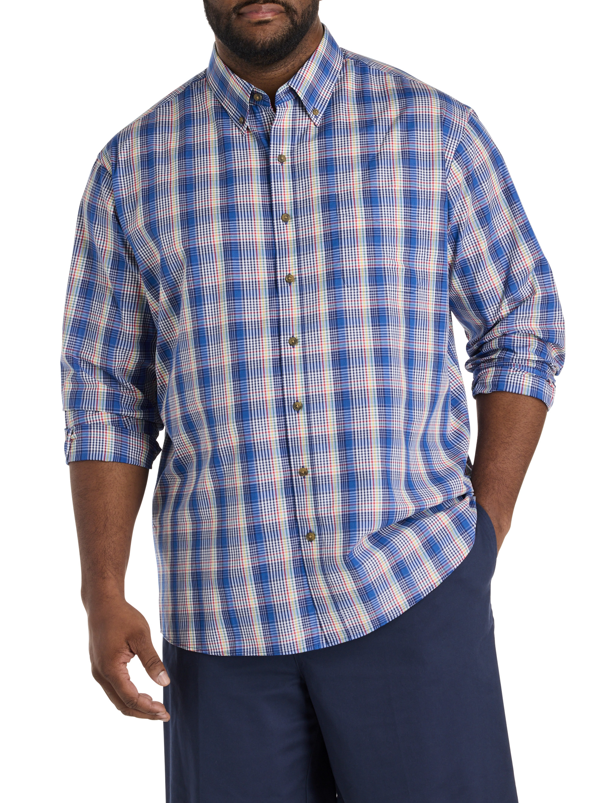 Easy-Care Colorful Plaid Sport Shirt