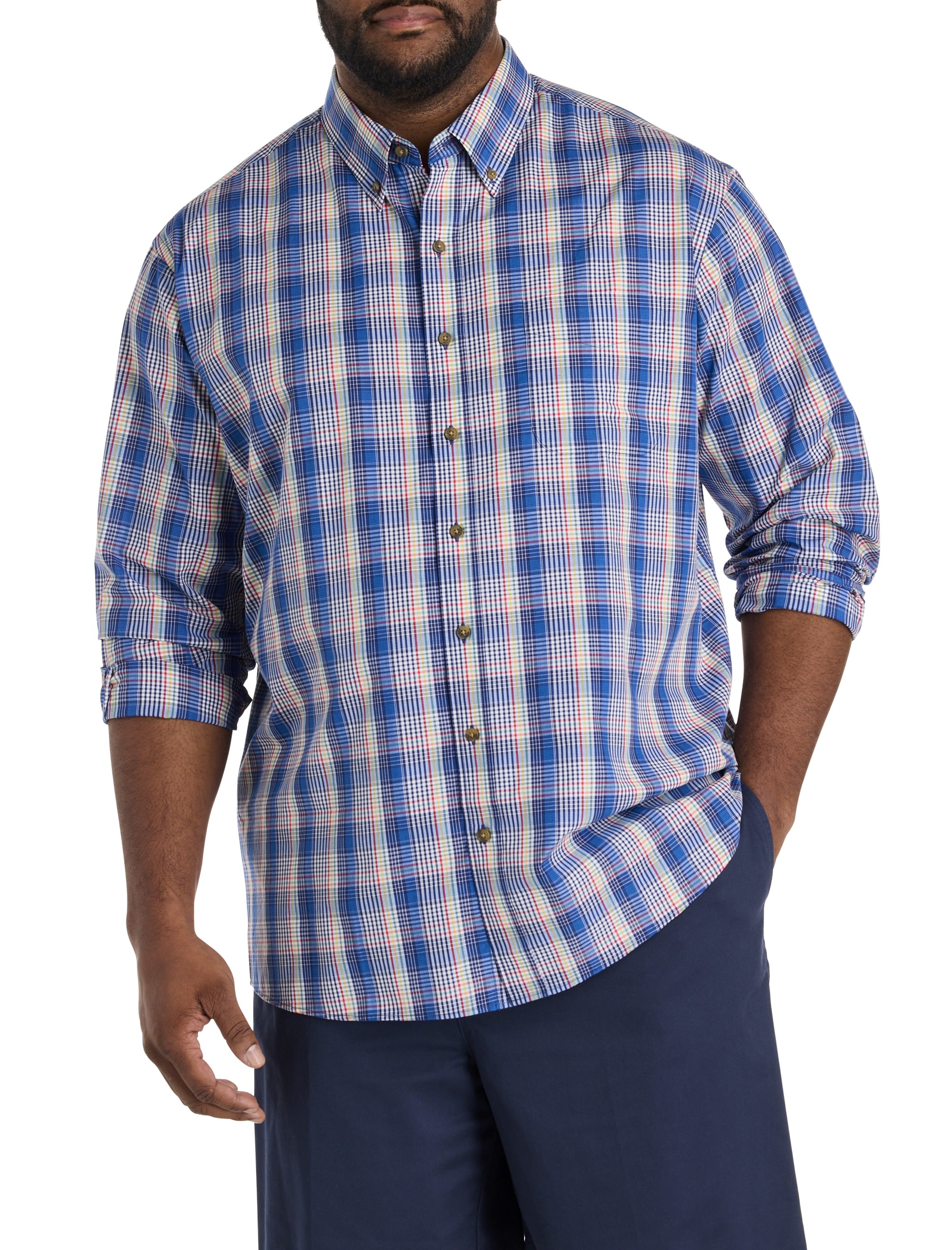 Easy-Care Colorful Plaid Sport Shirt