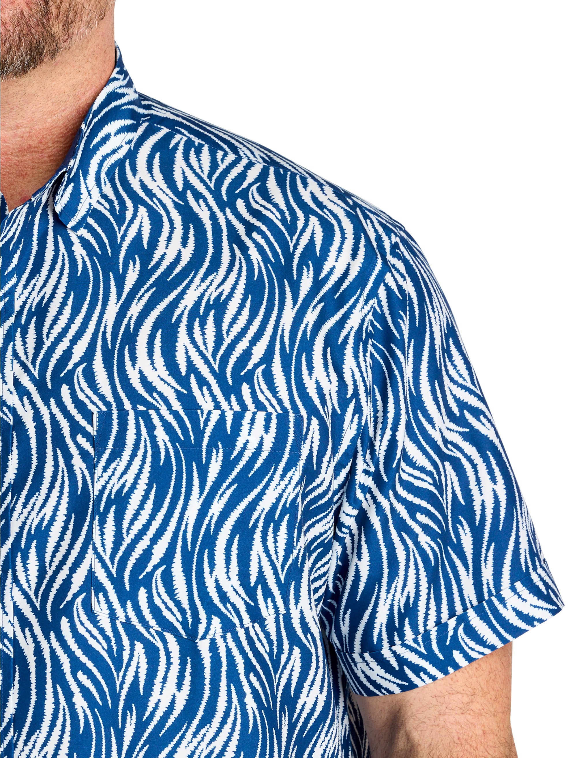 Microfiber Abstract Wave Print Sport Shirt - thumbnail 2
