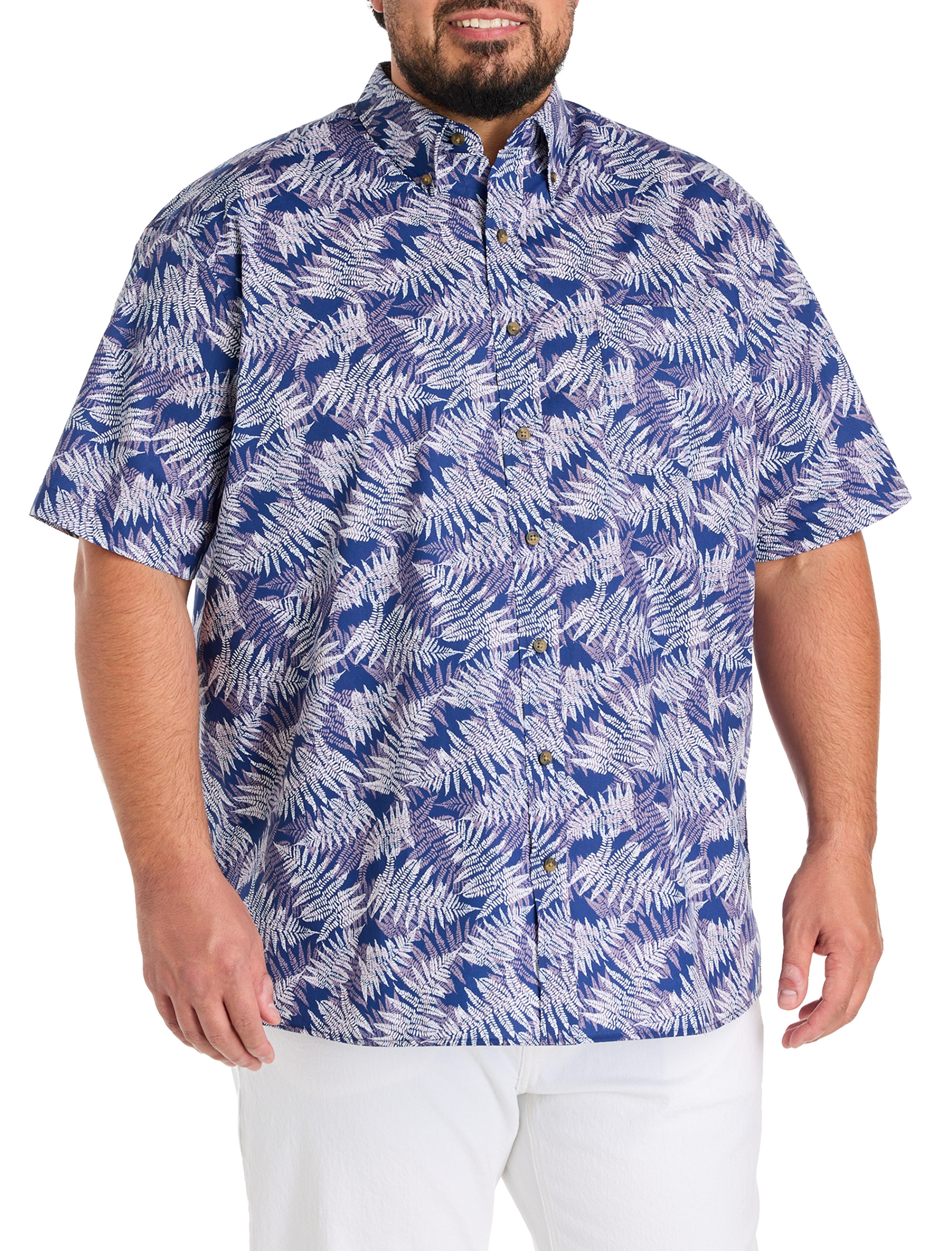 Easy-Care Fern Patterned Sport Shirt