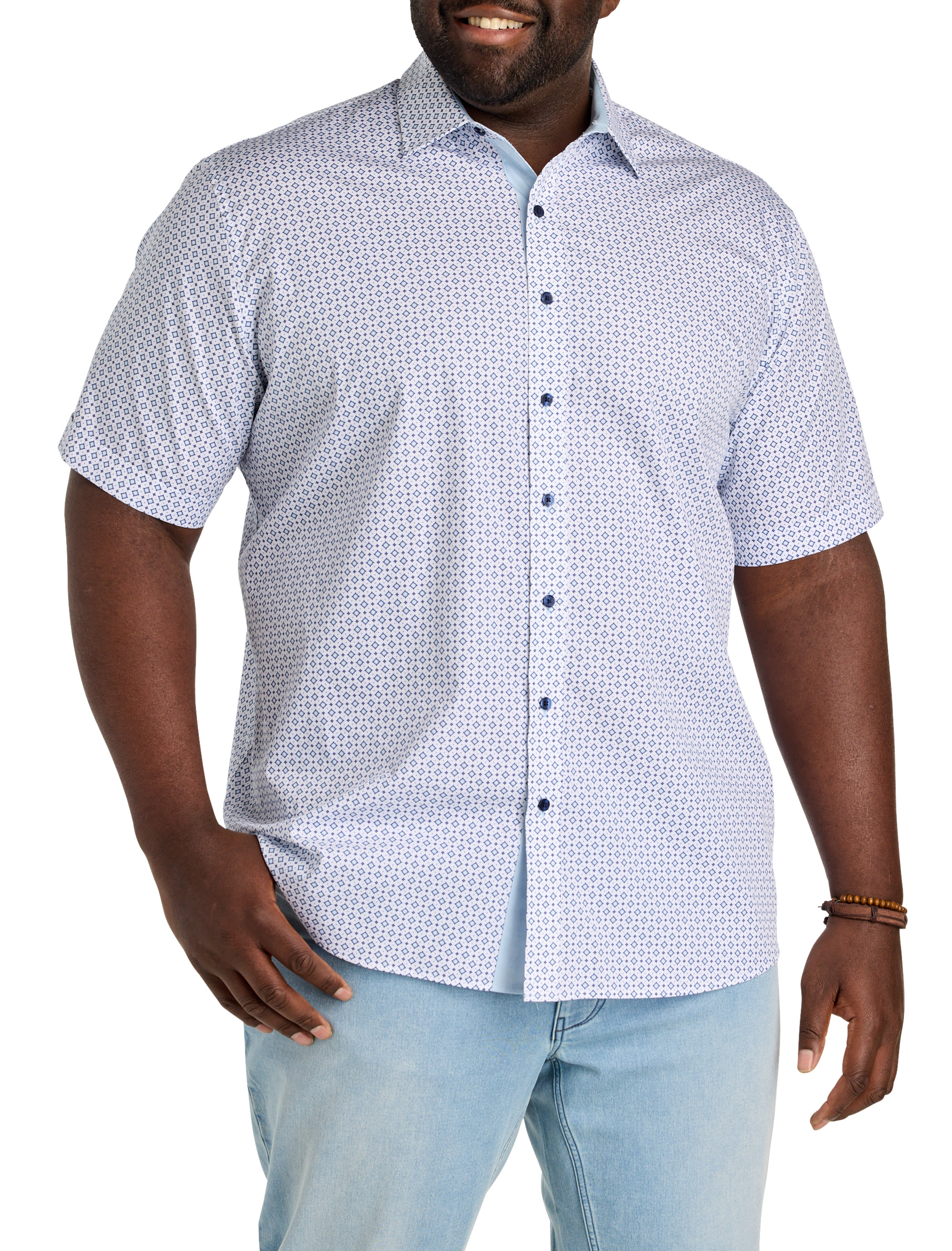 Micro Diamond Print Sport Shirt