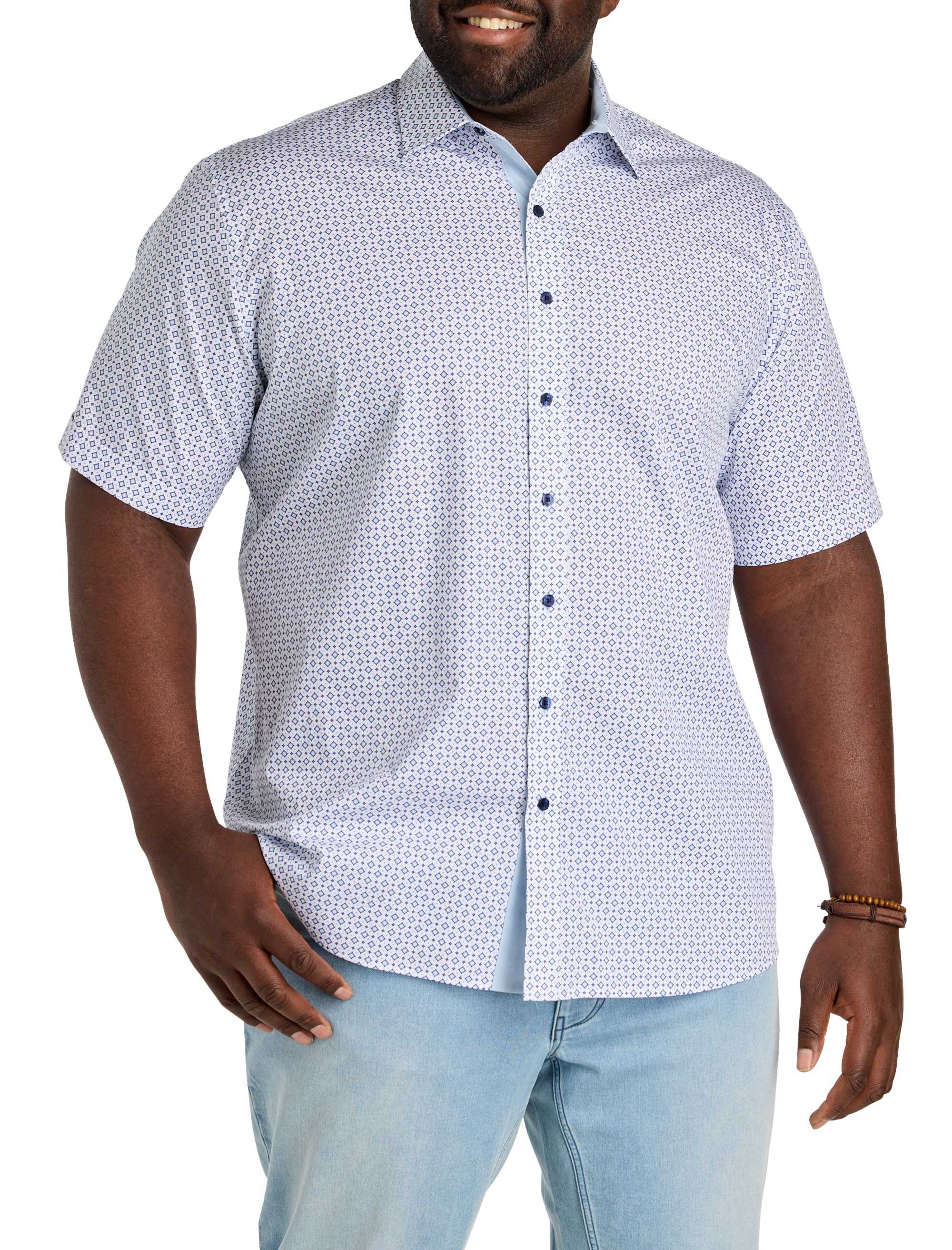 Micro Diamond Print Sport Shirt