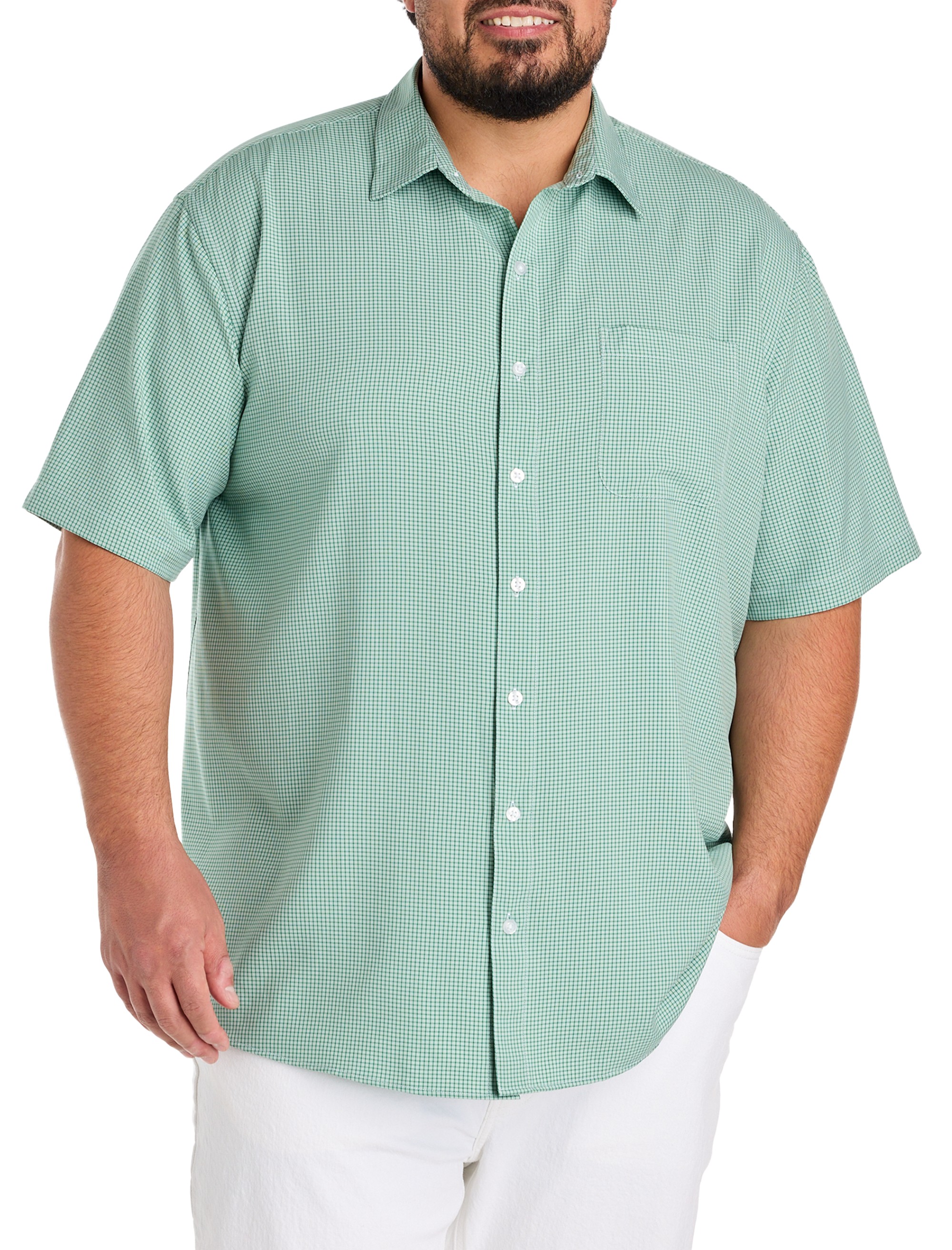 Small Plaid Microfiber Sport Shirt