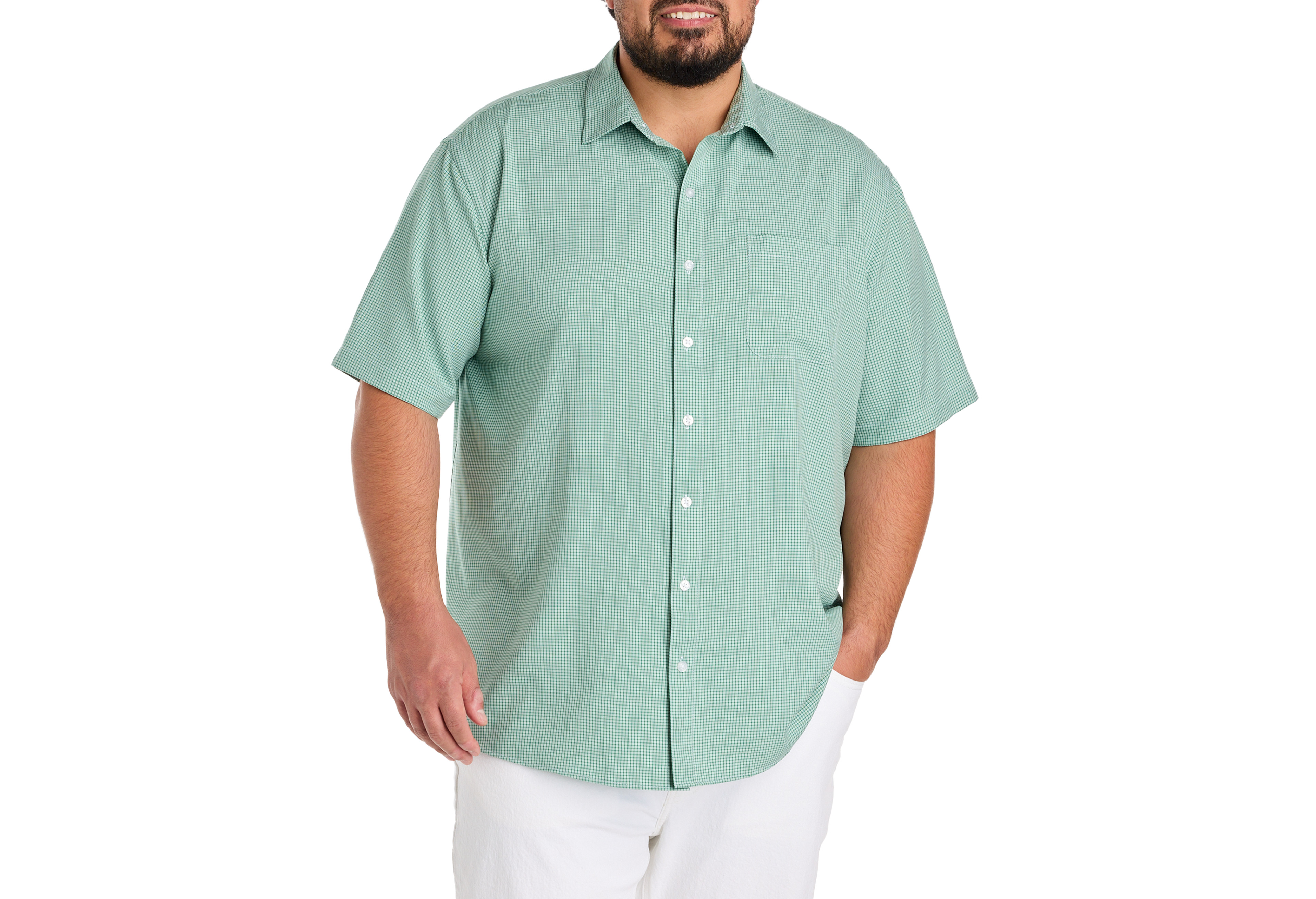 Small Plaid Microfiber Sport Shirt