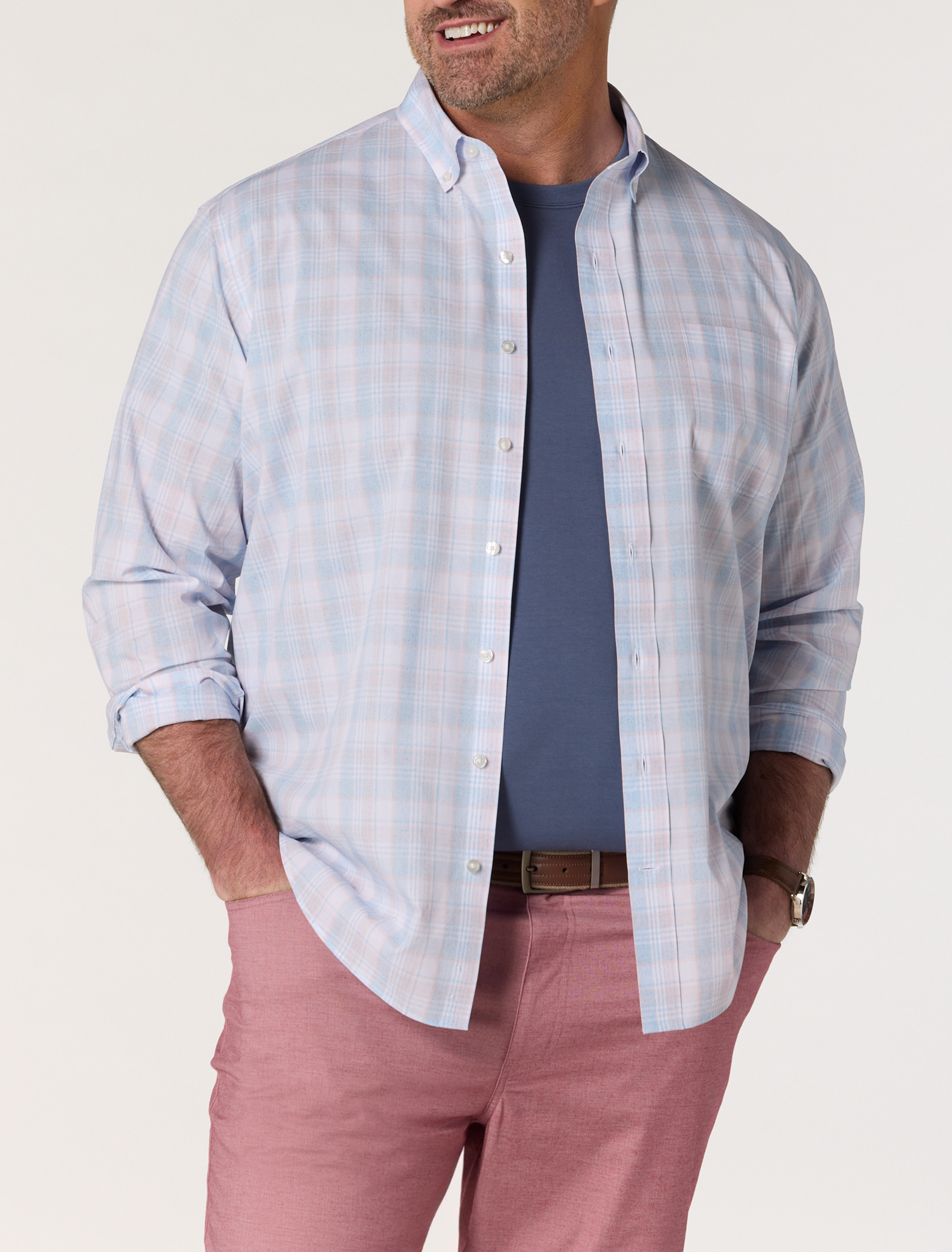 Heather Plaid Tech Sport Shirt